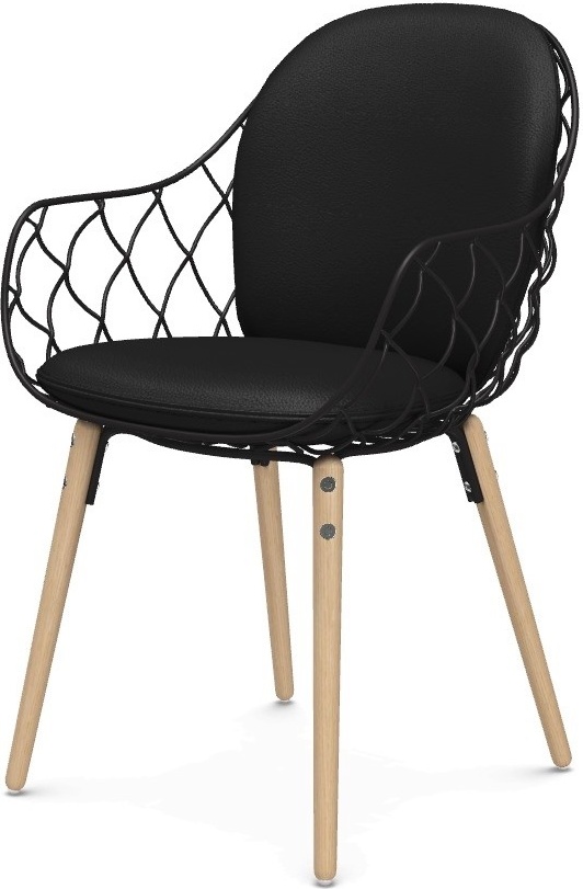 Krzesło Pina pełne czarne materiał Steelcut 2 nogi jesion