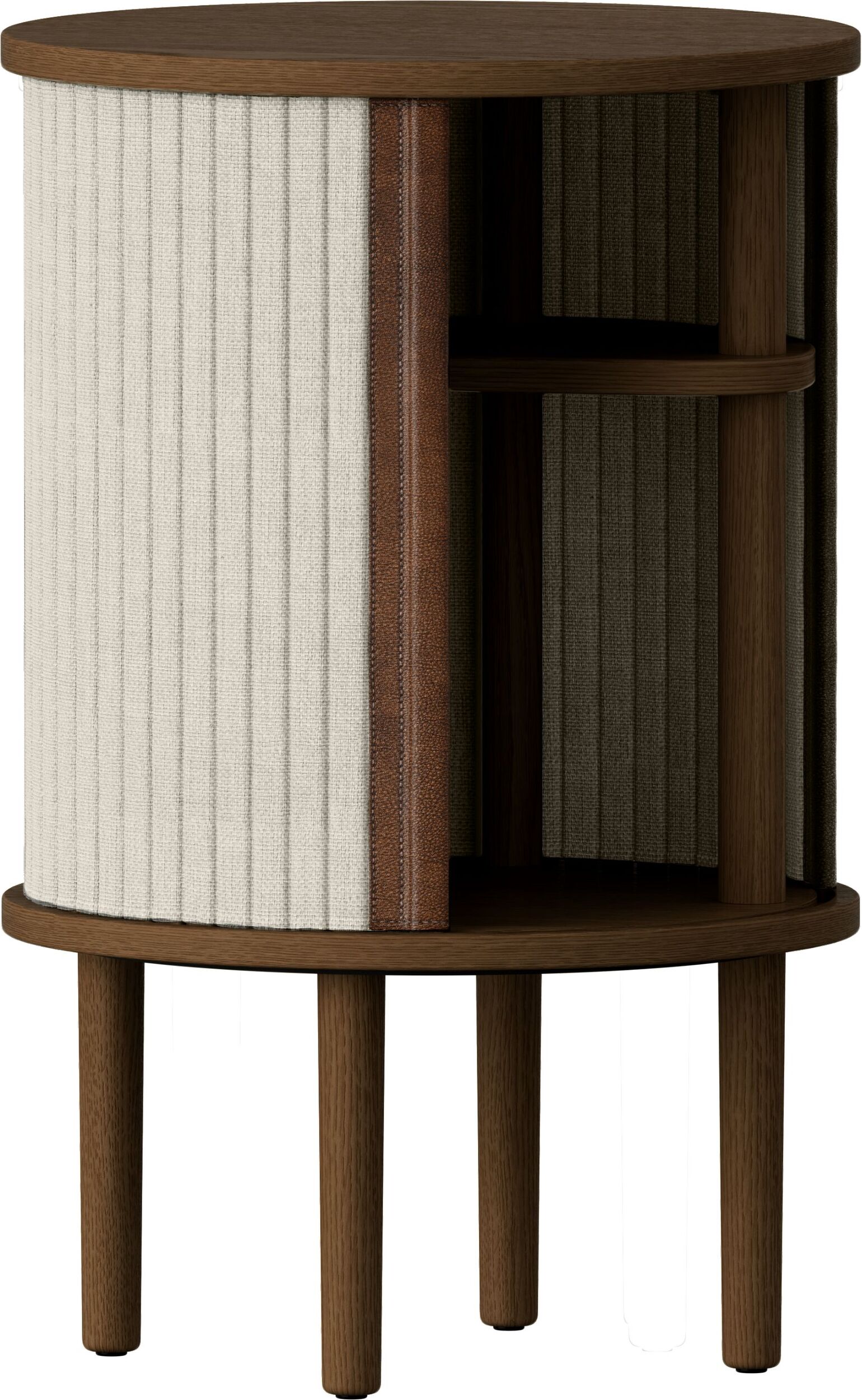 Szafka nocna Audacious jasnopiaskowa na ciemnych dębowych nogach