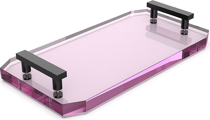 Taca łazienkowa Kristall różowa z czarnymi uchwytami