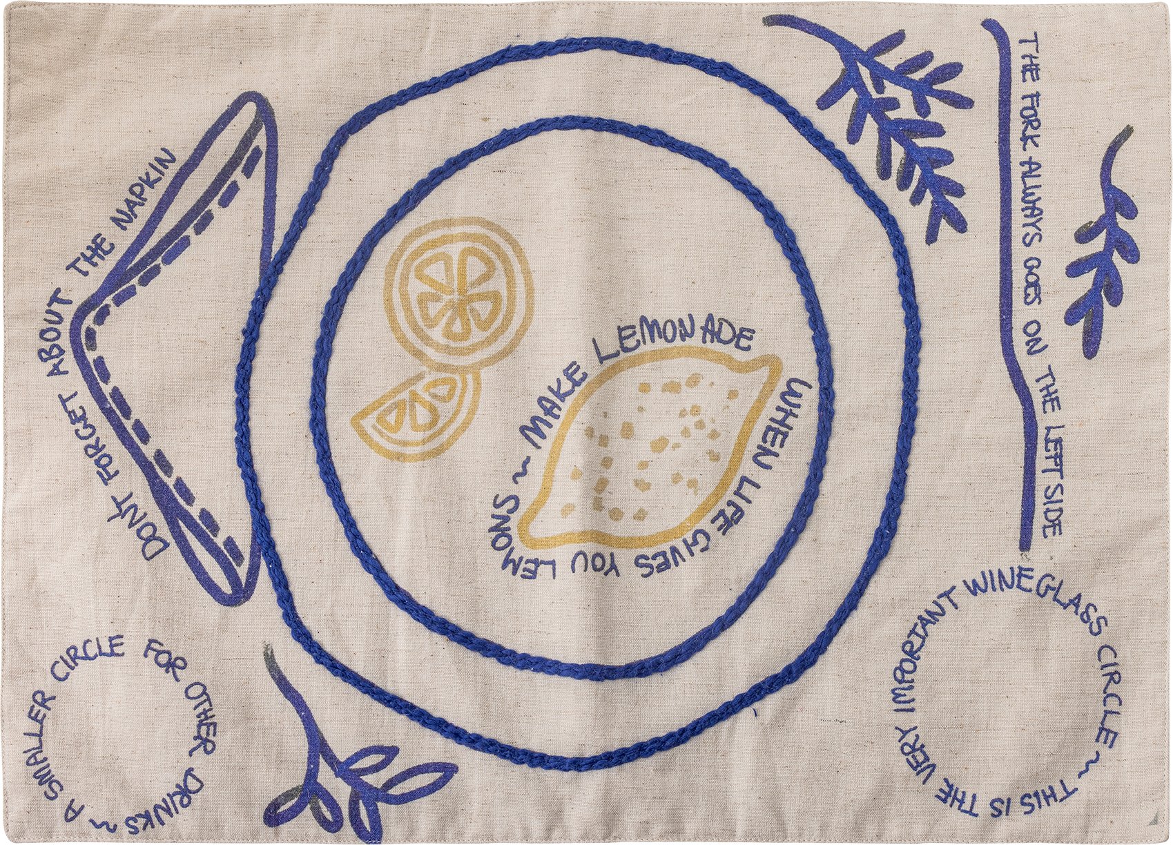 Podkładka pod talerz Limone 33 x 48 cm beżowo-niebieska