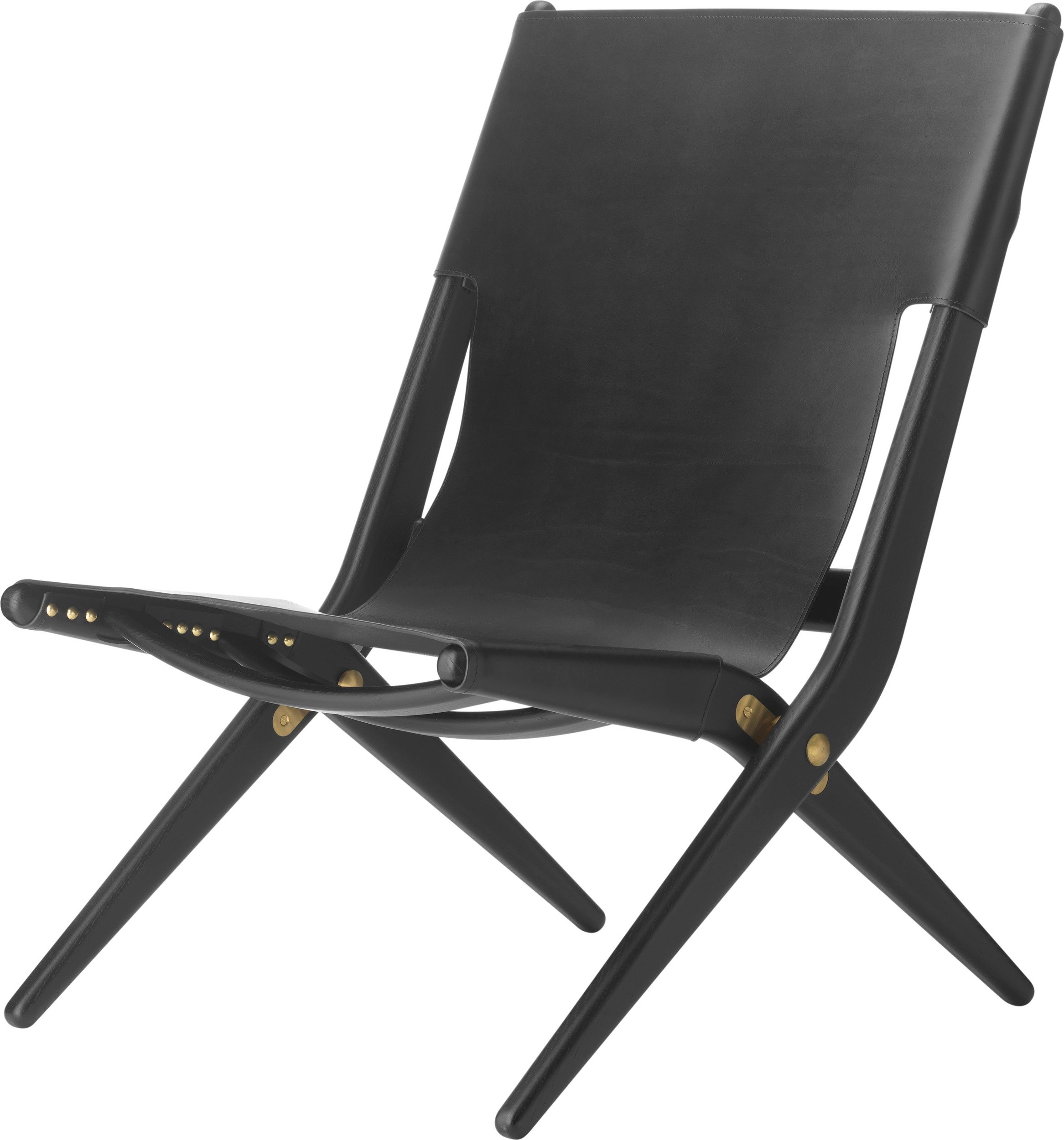 Krzesło składane Saxe czarne skórzane