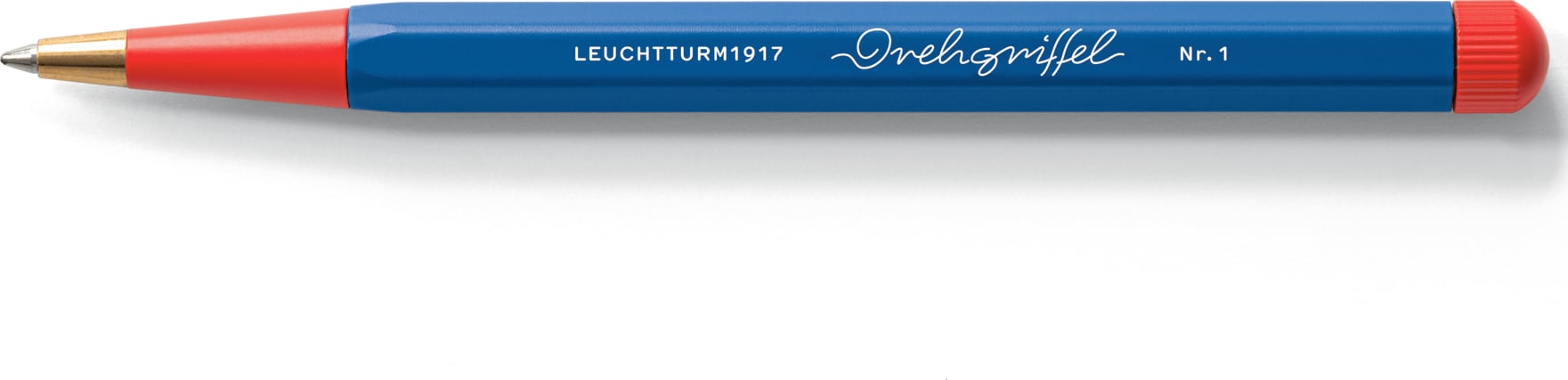 Długopis kulkowy z niebieskim tuszem Drehgriffel Nr. 1 Bauhaus niebiesko-czerwony