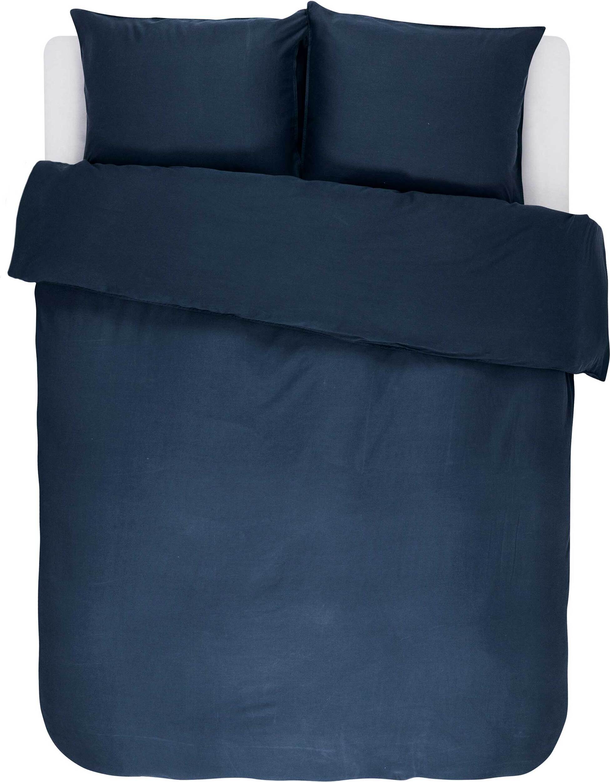 Pościel Minte 240 x 220 cm granatowa z 2 poszewkami na poduszki 60 x 70 cm zapięcie flap