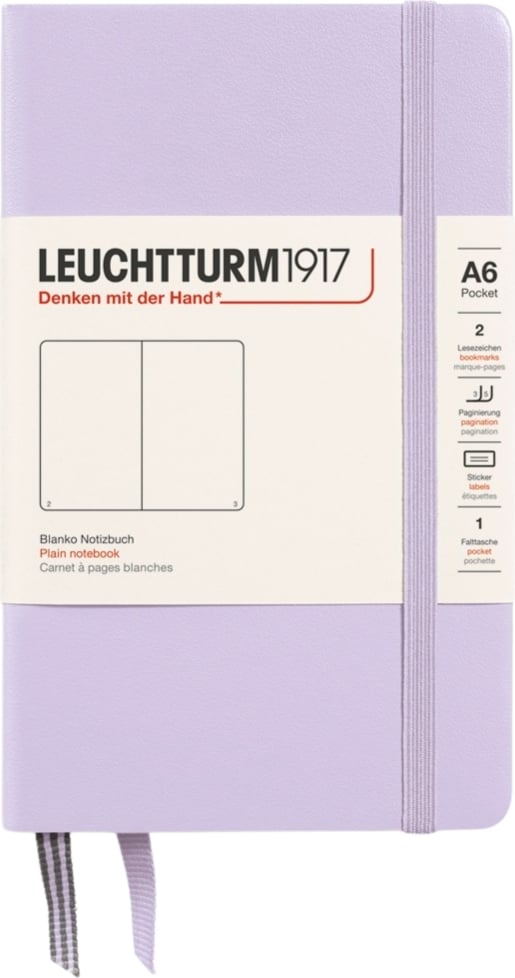 Notes gładki w twardej oprawie Leuchtturm 1917 A6 187 stron liliowy 80 g/m²