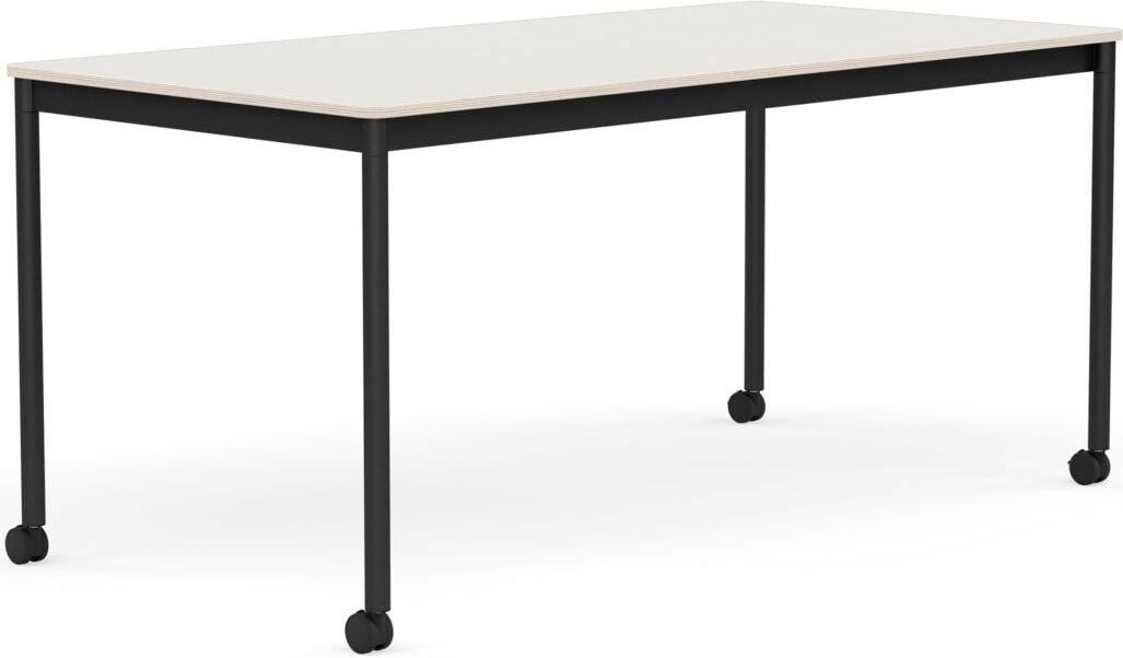 Stół na kółkach Base 80 x 160 cm biały nanolaminat nogi czarne