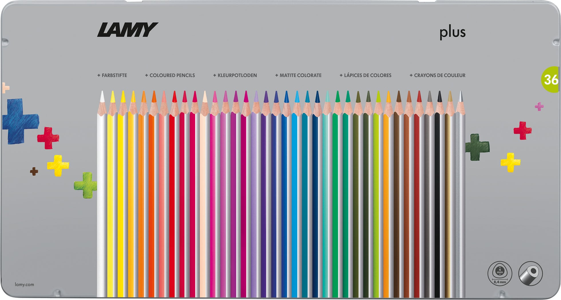 Kredki ołówkowe Plus w metalowym pudełku 36 szt.