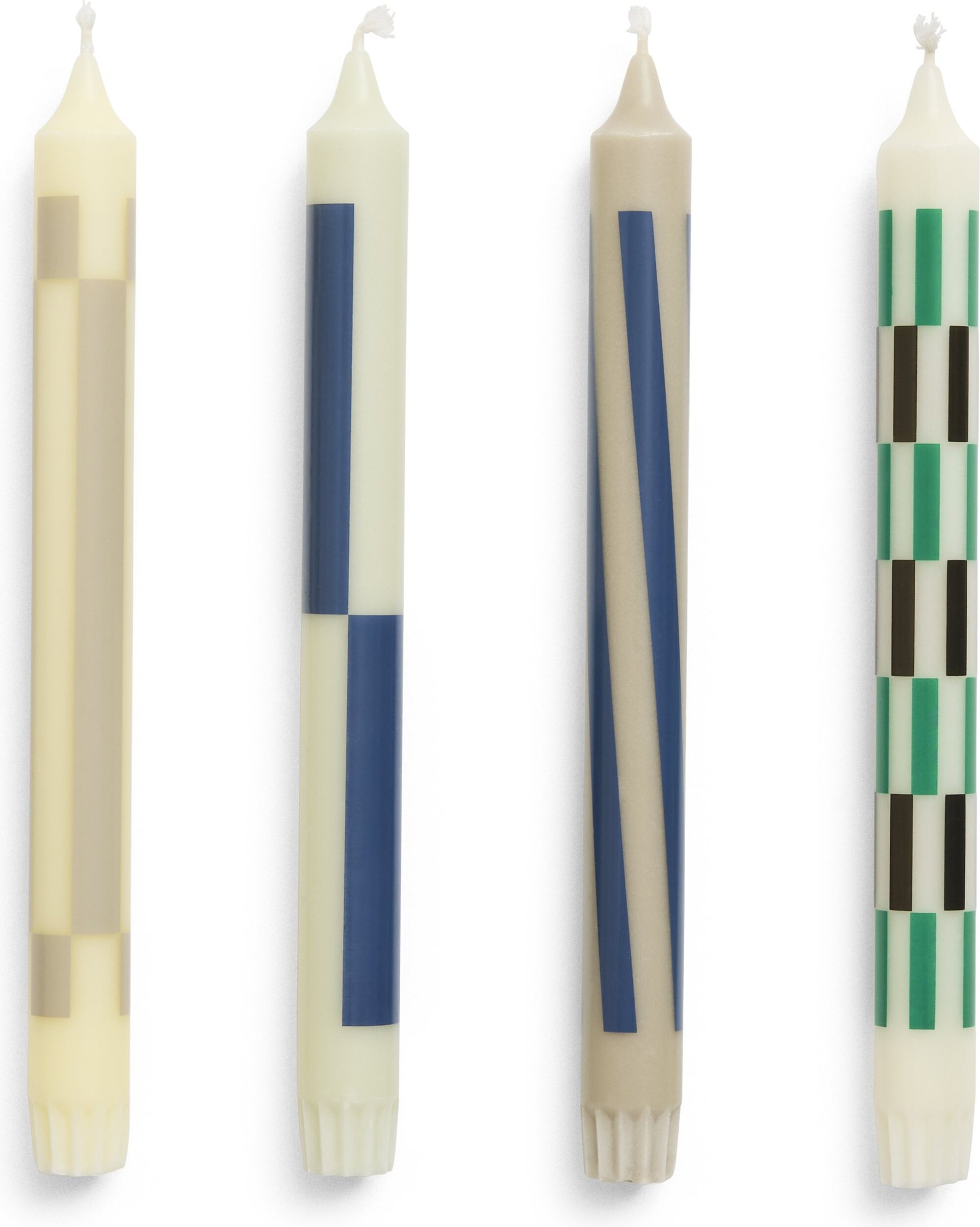 Świece Hay Pattern kremowo-zielono-niebieskie 4 szt.