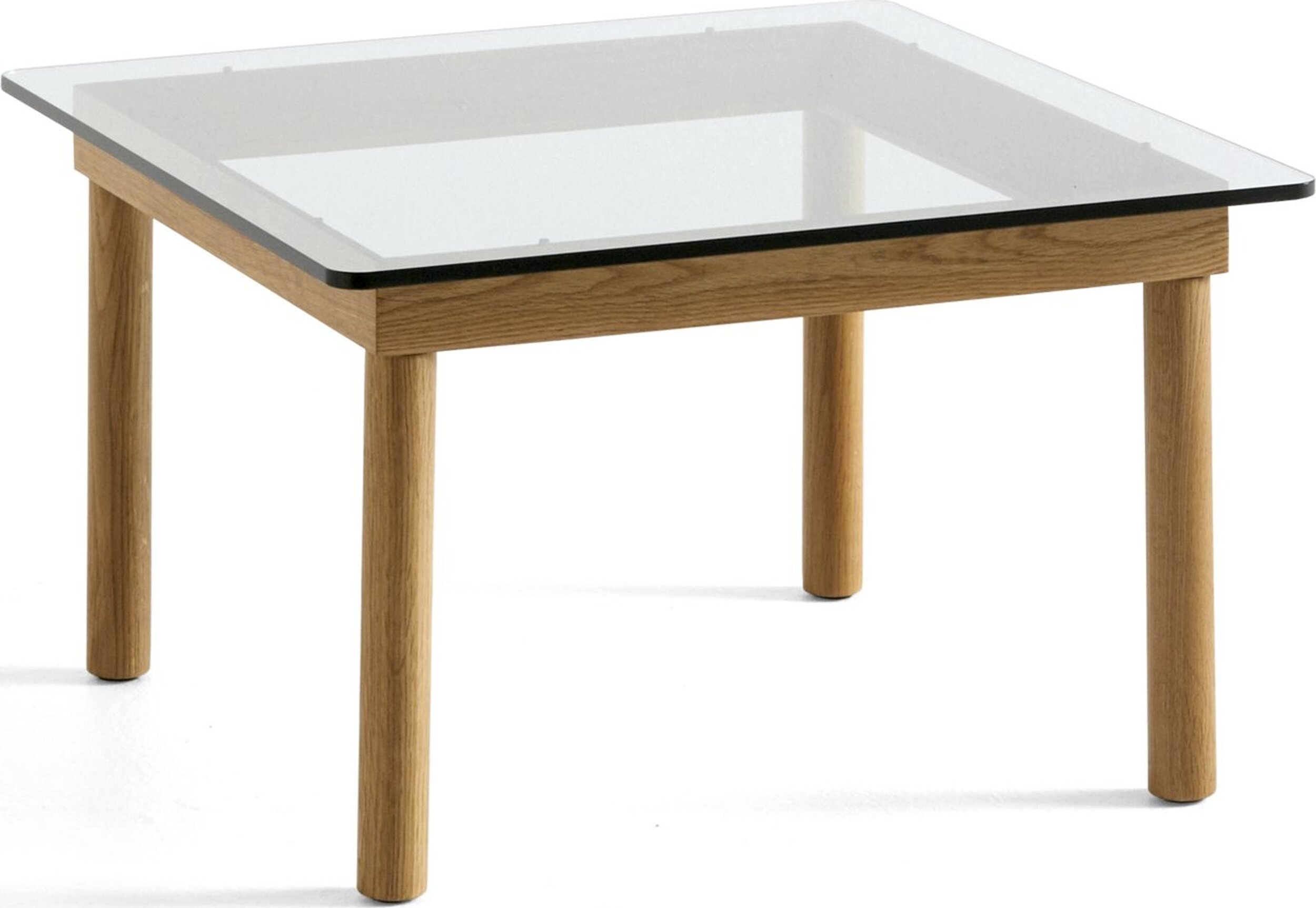 Stolik kawowy Kofi 60 x 60 cm blat szkło gładkie z nogami dąb