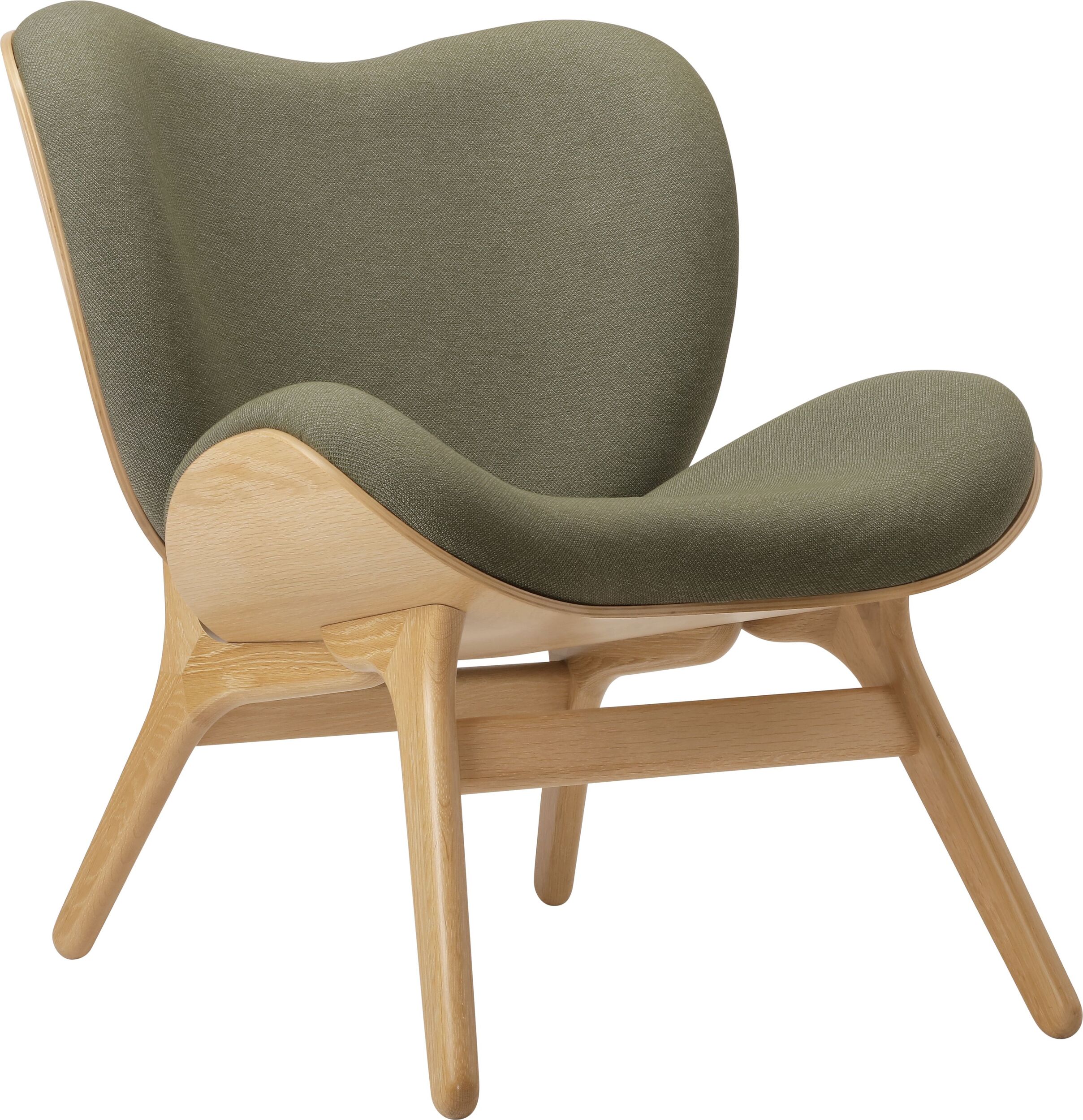 Fotel Conversation Piece jasnozielony na dębowych nogach