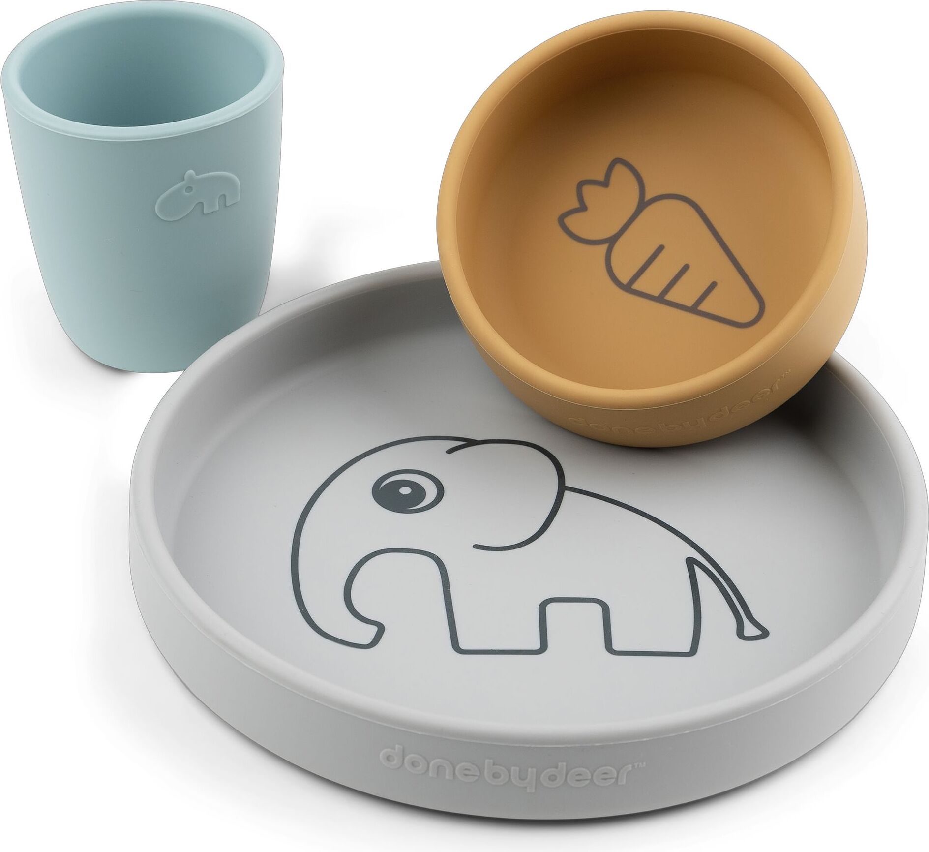 Naczynia dziecięce Done by Deer Elphee silikonowe 3 el.