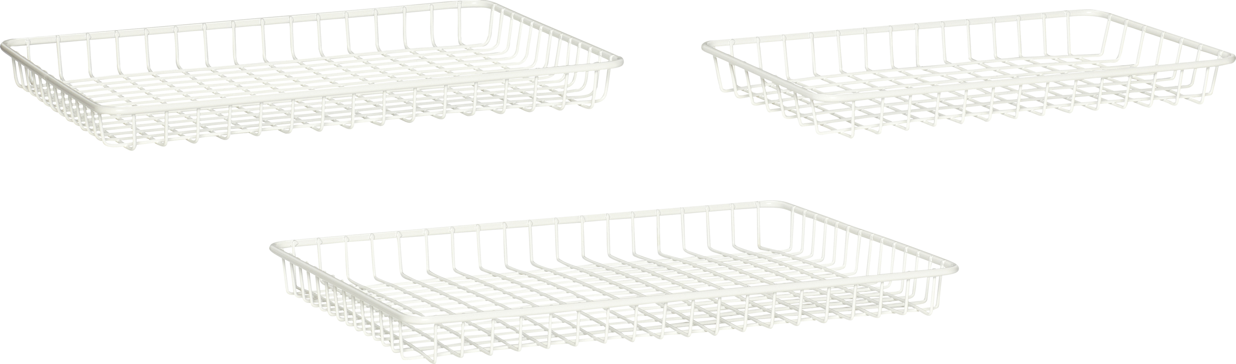 Koszyk Hübsch płaski biały metalowy 3 szt.