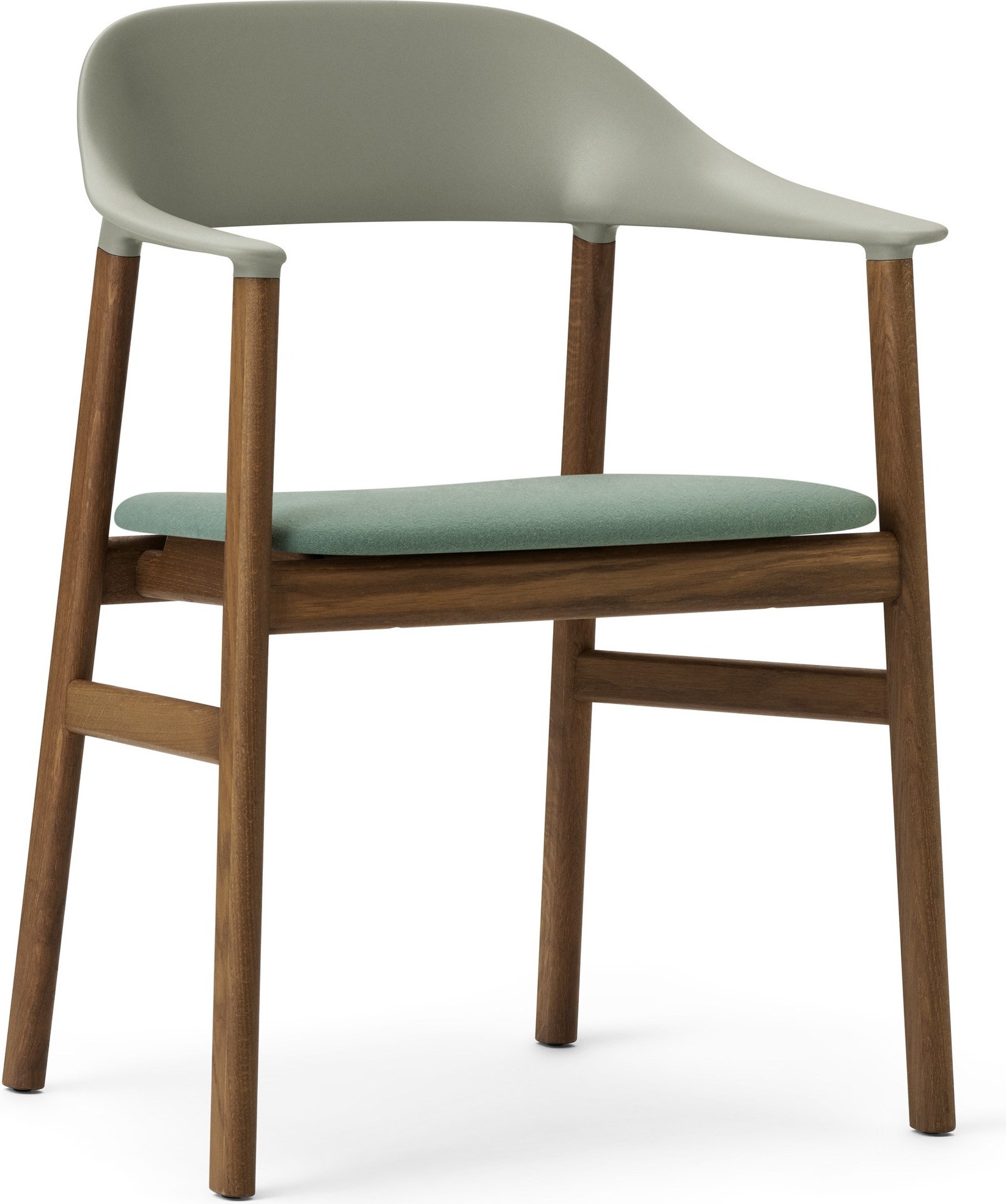 Krzesło z podłokietnikami Herit ciemny dąb siedzisko tapicerowane zielone