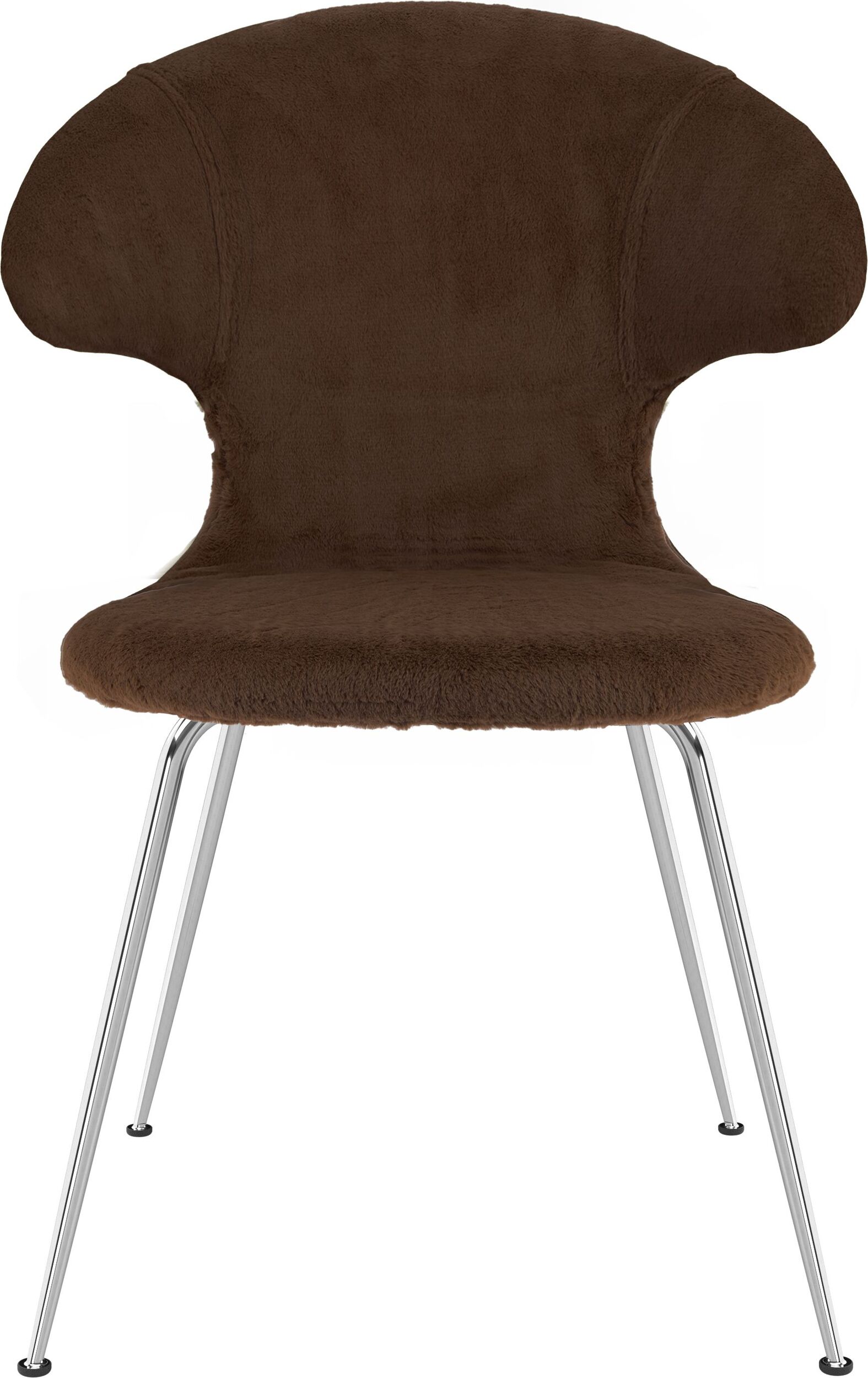 Krzesło Time Flies Teddy brązowe na chromowanych nogach