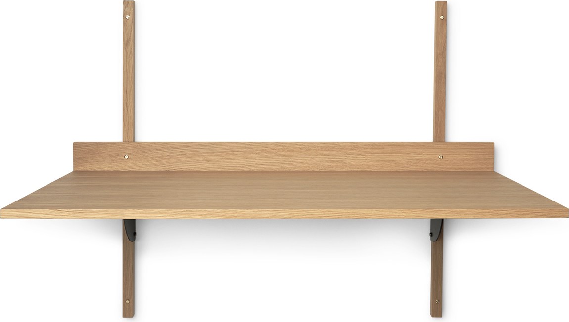 Biurko Sector jasne drewno z czarnym mosiądzem montowane na ścianie