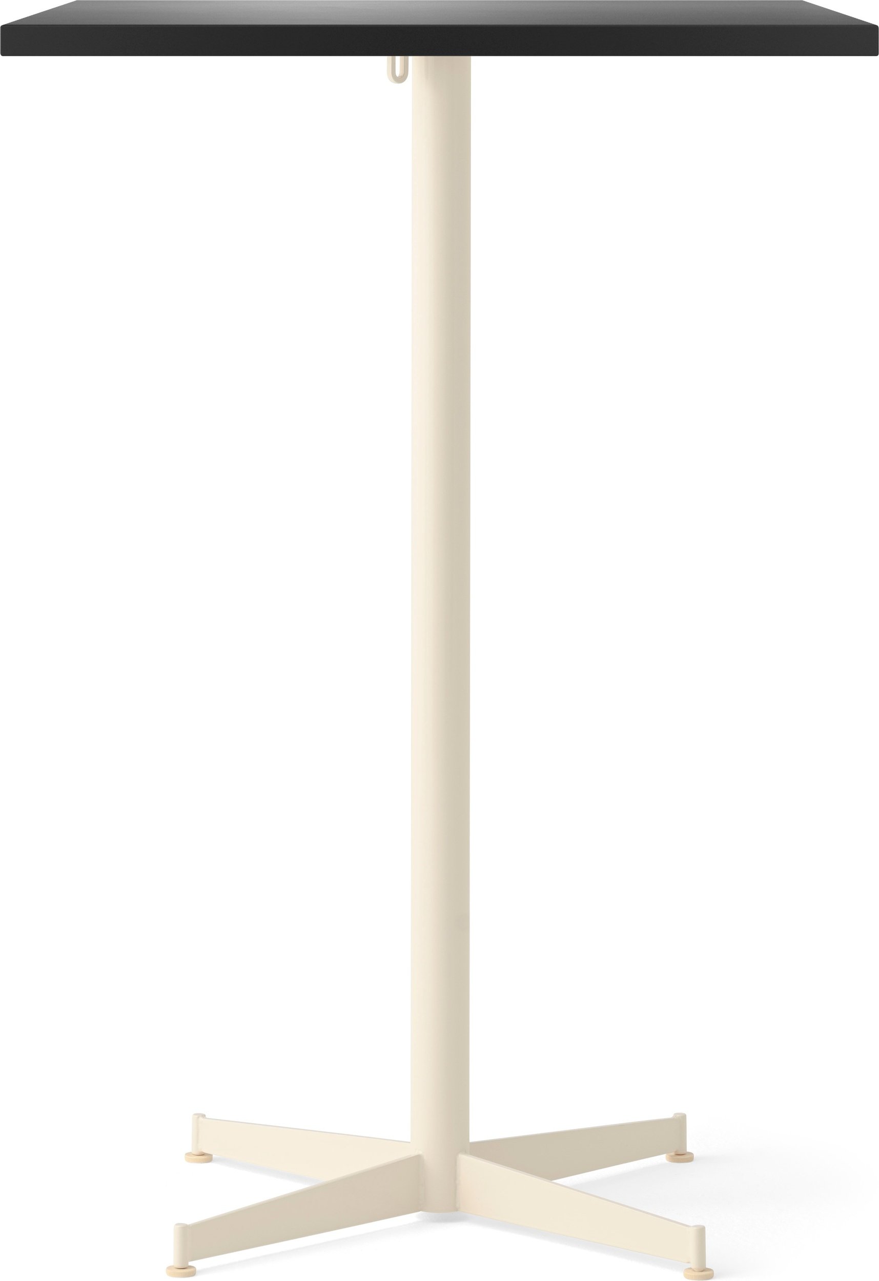 Stół barowy z kremową podstawą Nook Star Base Linoleum kwadratowy 103 cm czarny