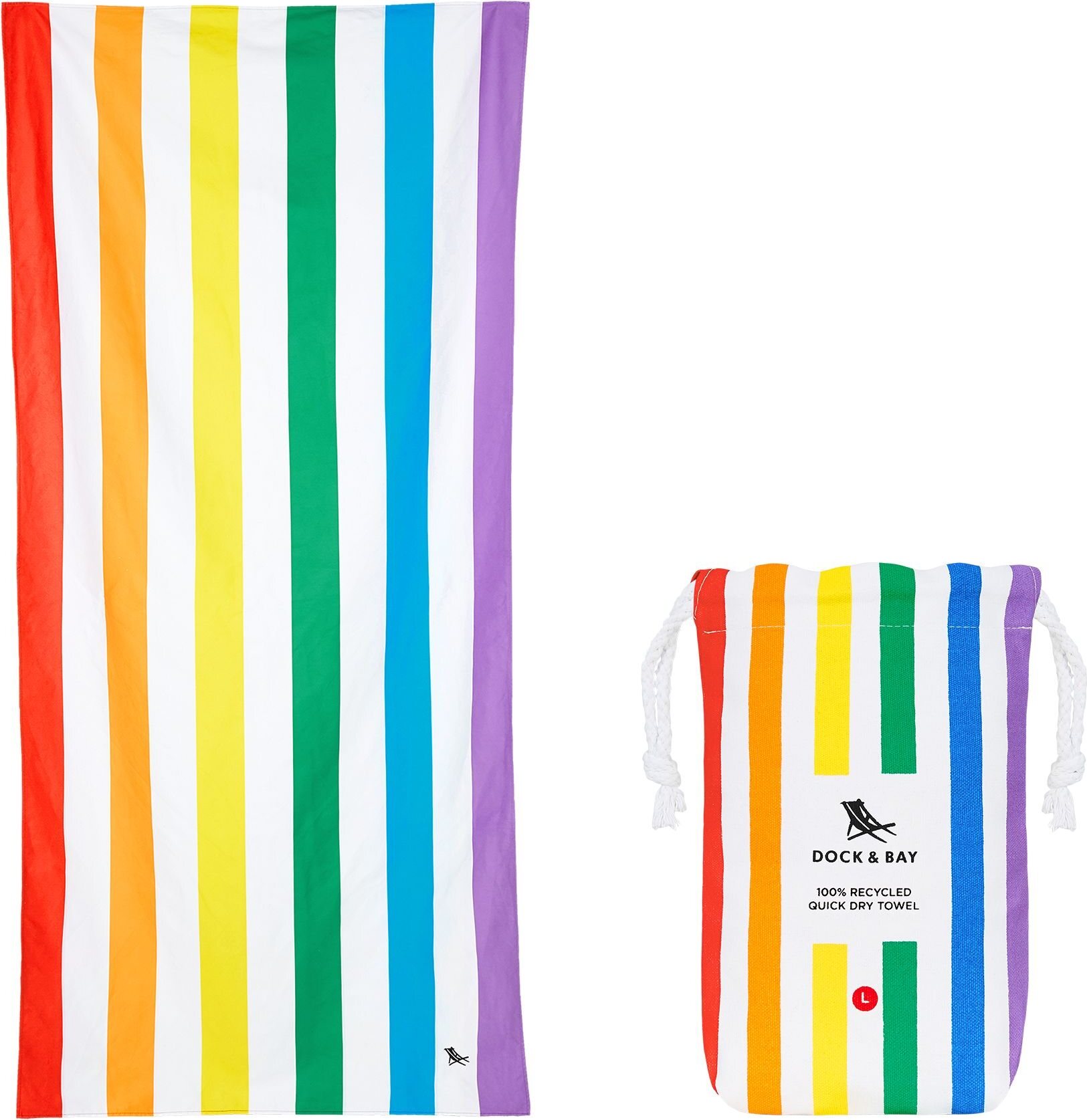 Ręcznik plażowy szybkoschnący Dock & Bay 90 x 160 cm tęczowy