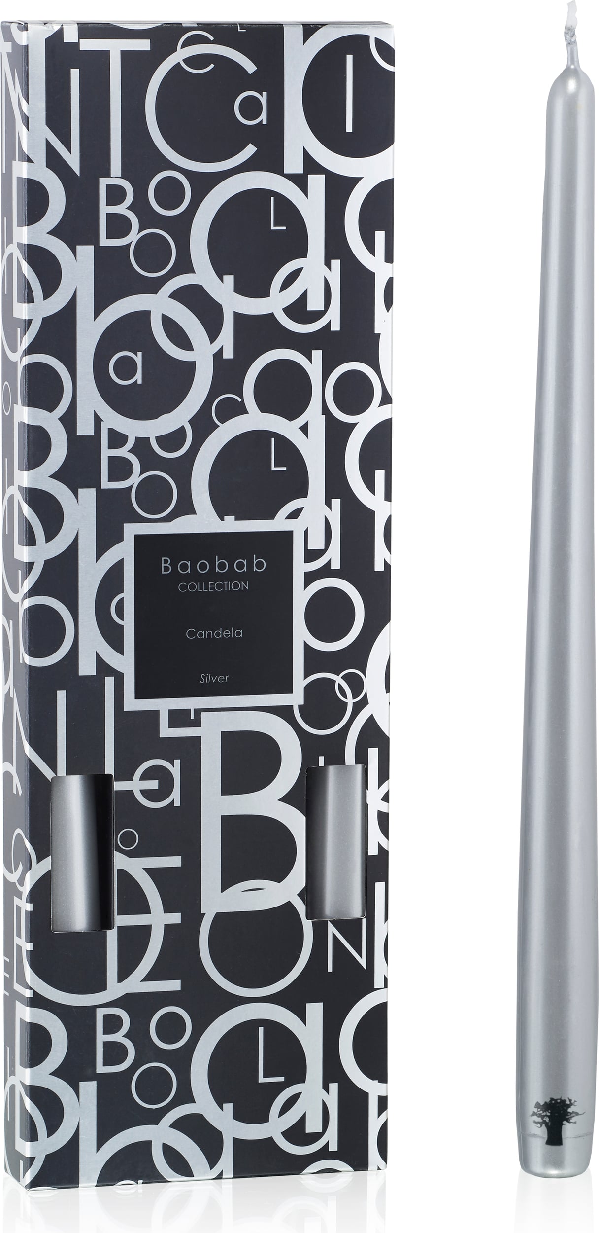 Świece Candela srebrne 4 szt.