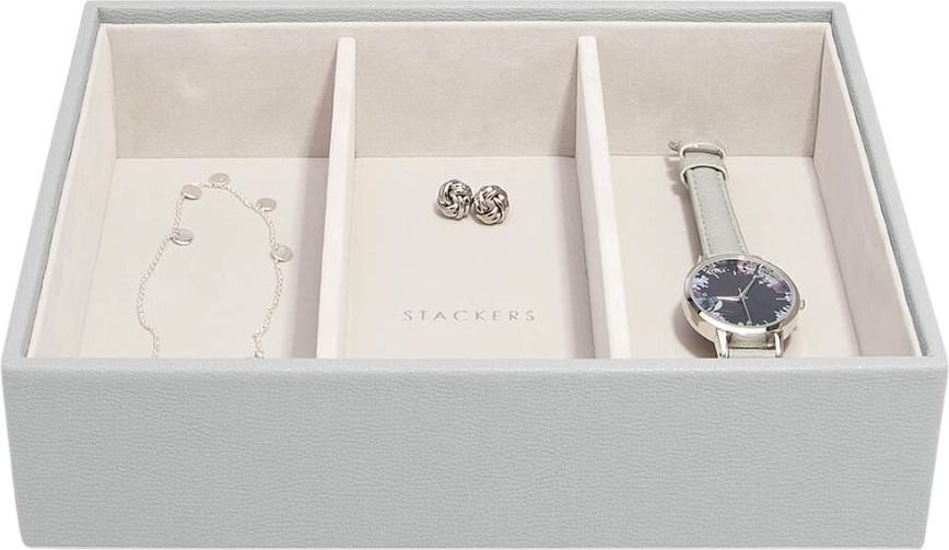 Szkatułka na biżuterię Stackers 3 komorowa classic kamienna szarość