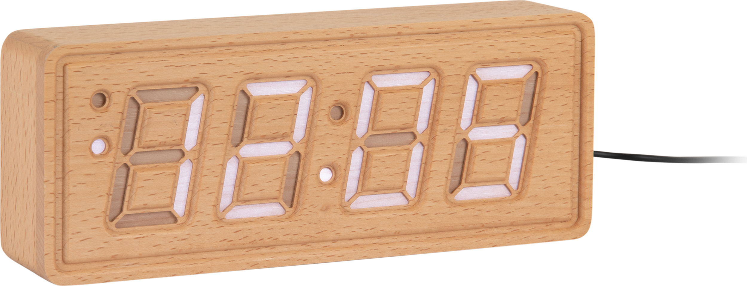 Zegar i budzik Solid Wood Engraved jasne drewno