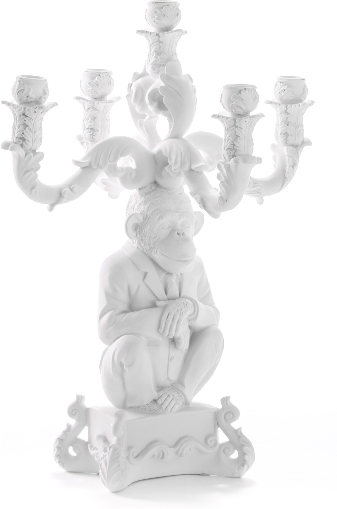 Świecznik Burlesque Chimp biały