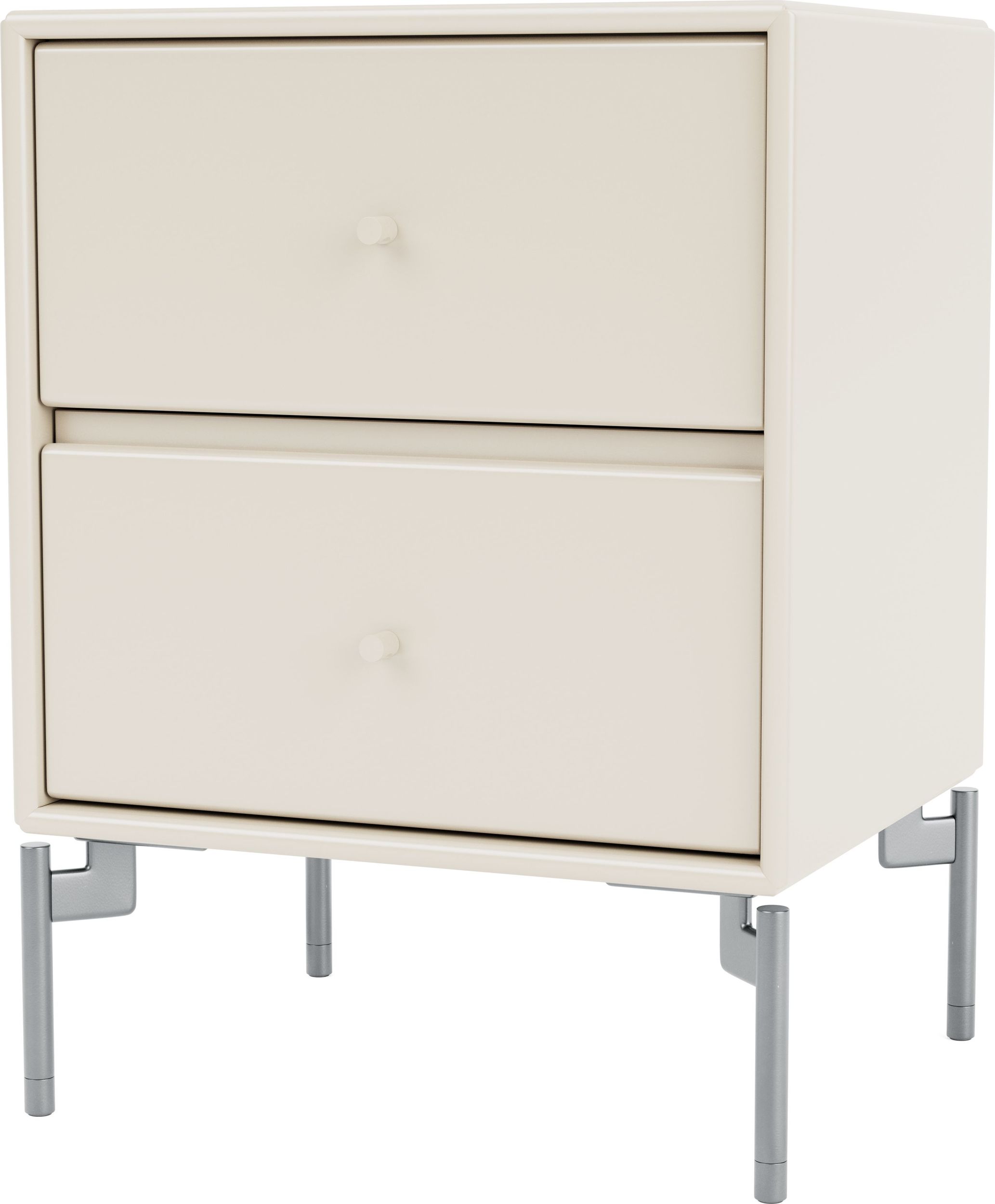Szafka nocna Drift jasnobeżowa na chromowanych nogach