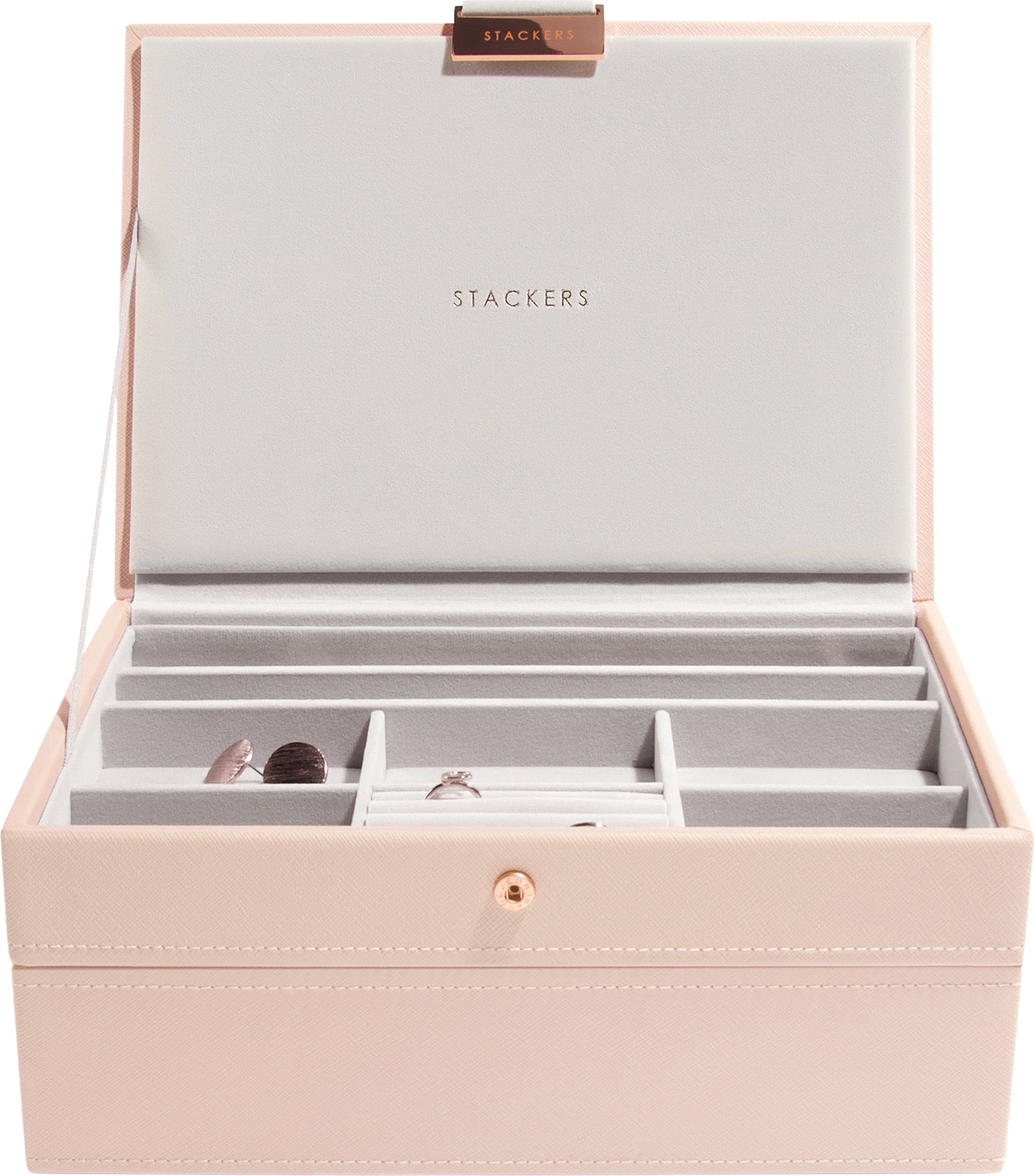 Szkatułka na biżuterię Stackers podwójna classic jasnoróżowa
