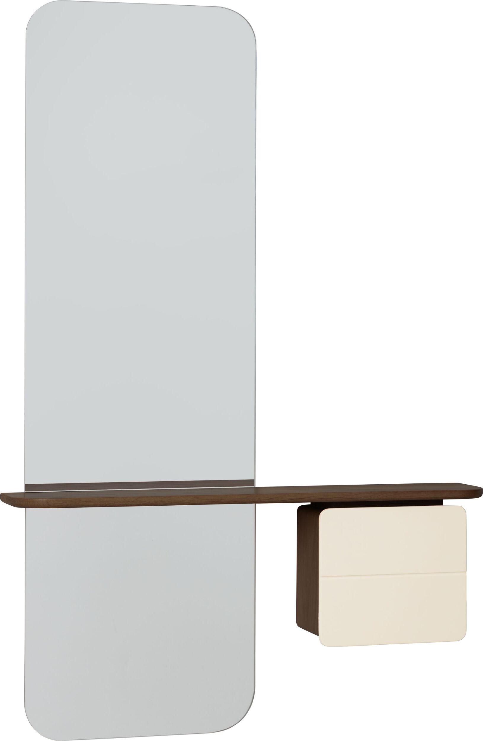 Lustro z półką One More Look ciemny dąb szafka perłowa biel