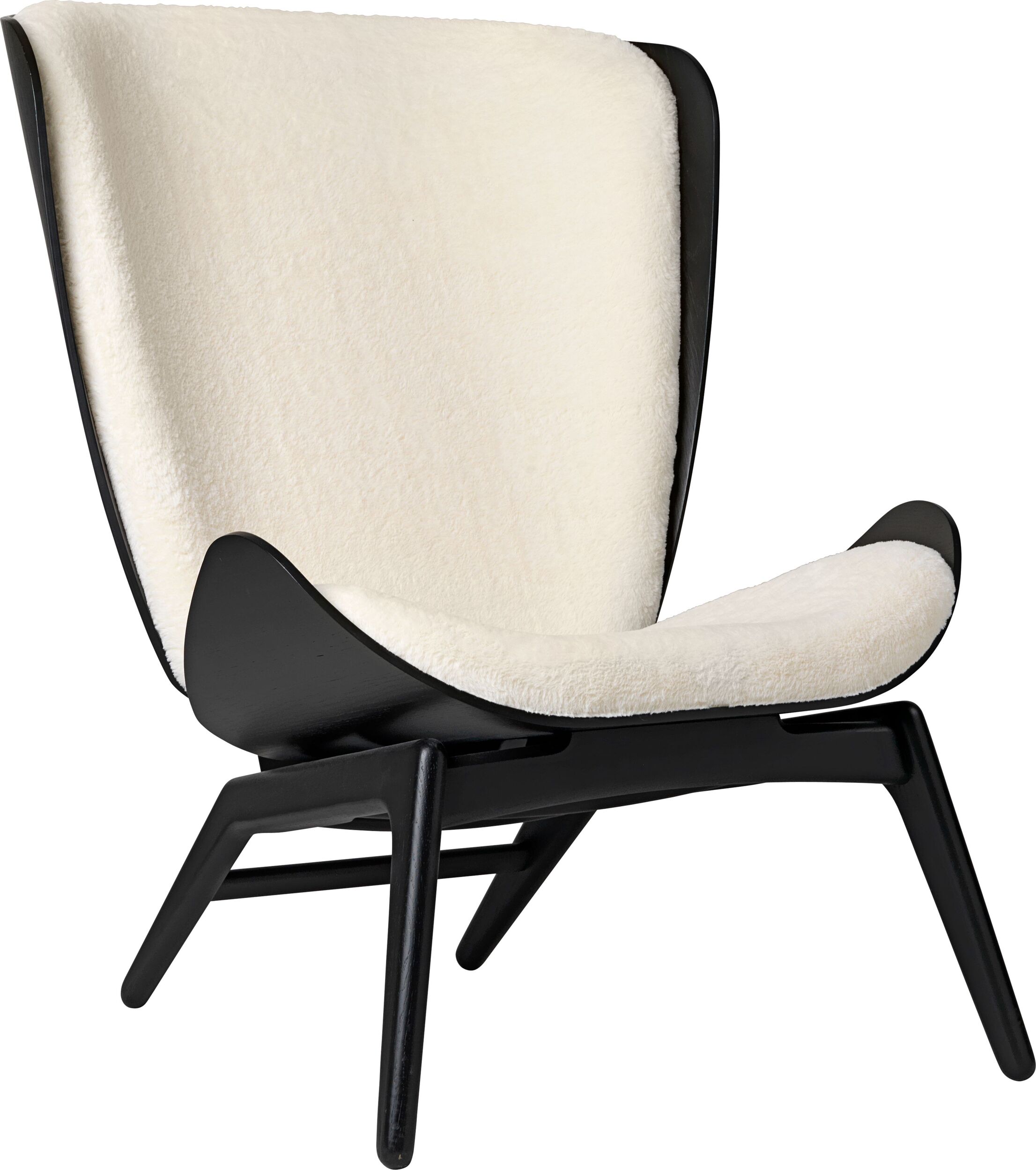 Fotel The Reader Teddy biały na czarnych dębowych nogach