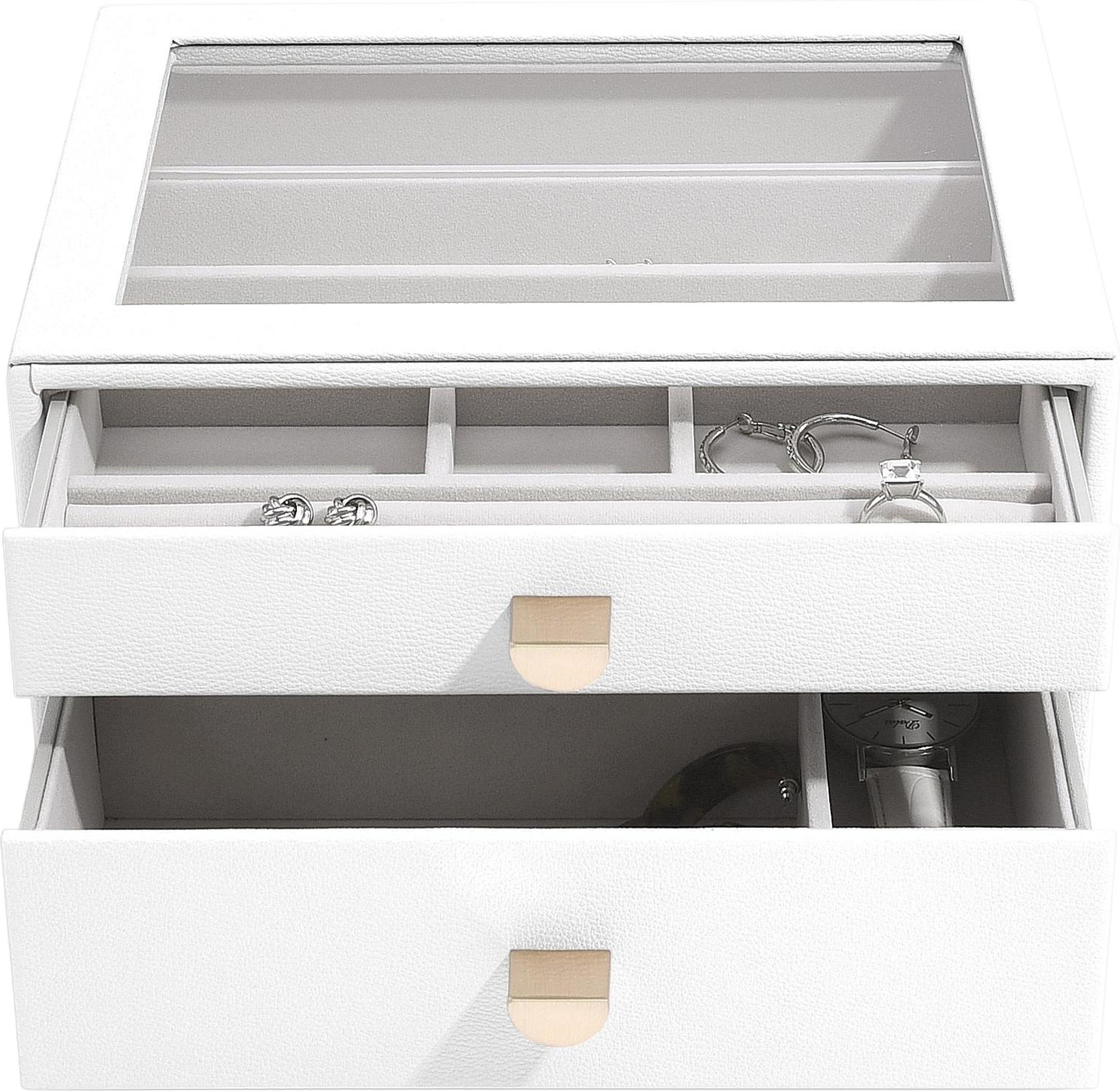 Szkatułka na biżuterię Stackers Pebble classic biała z 2 szufladami