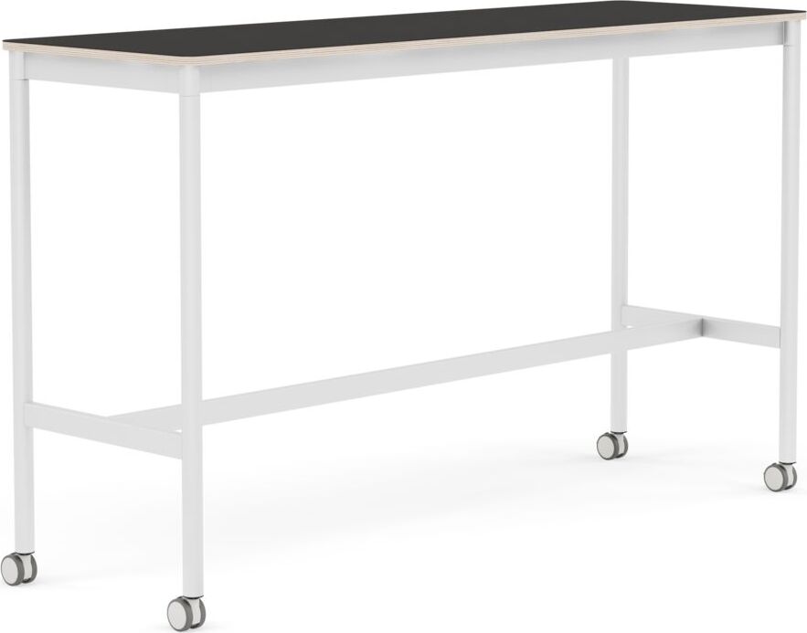 Stół na kółkach Base 50 x 160 x 95 cm czarny linoleum nogi białe