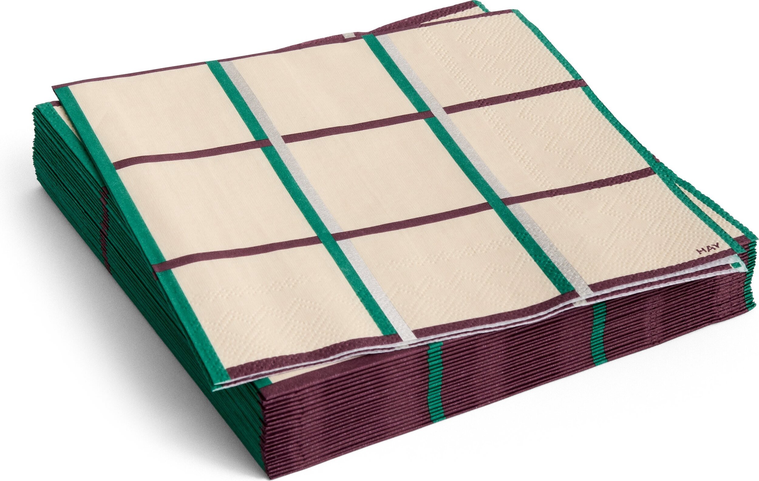 Serwetki papierowe Hay Pattern 33 x 33 cm bordowo-zielona kratka 20 szt.