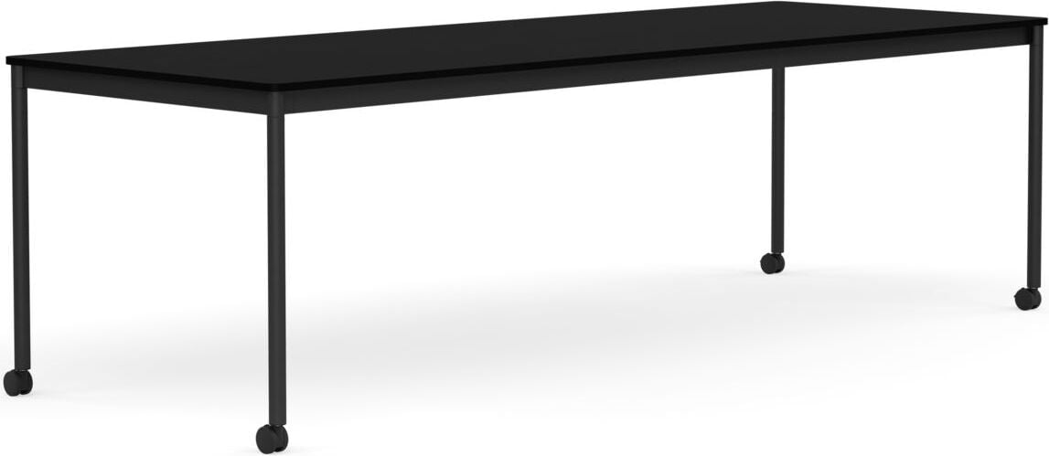 Stół na kółkach Base 90 x 250 cm czarny laminowany ABS nogi czarne