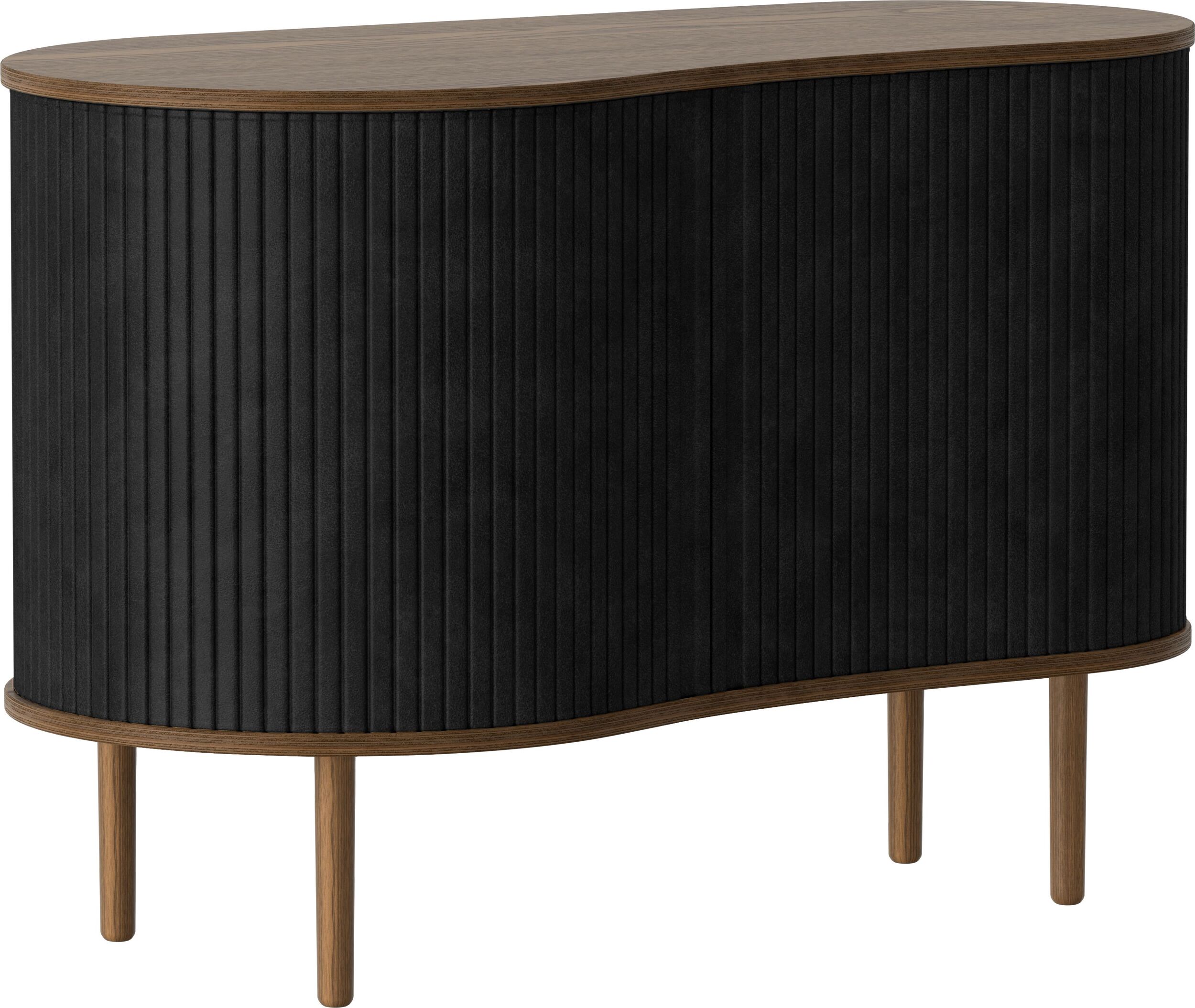 Szafka Audacious 100 cm w kolorze węgla na ciemnych dębowych nogach