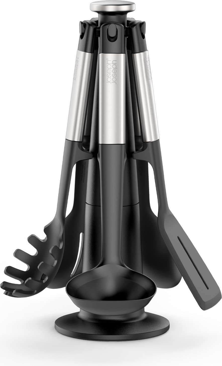 Akcesoria kuchenne Elevate czarno-srebrne na stojaku 6 el.