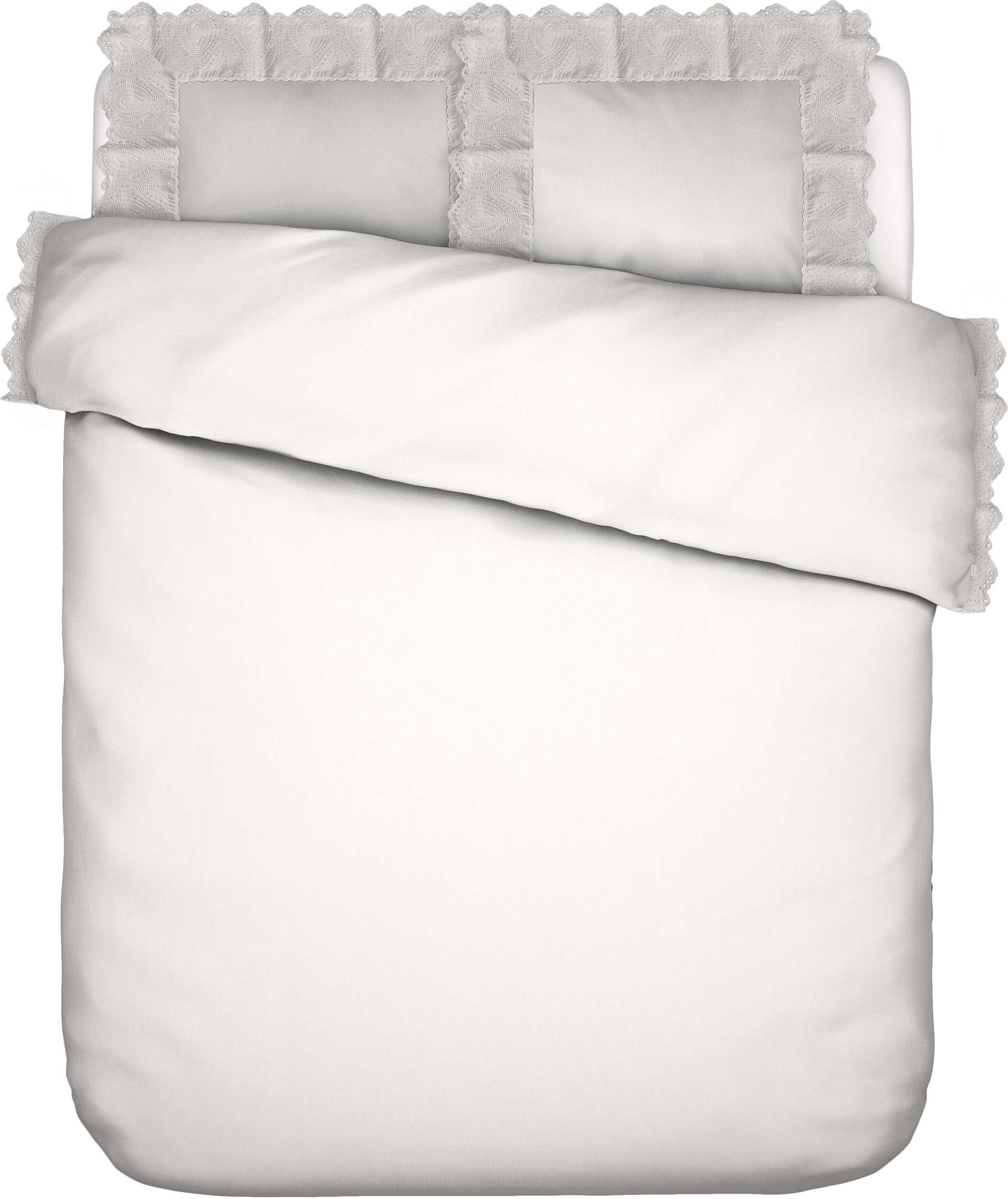 Pościel Maen 240 x 220 cm biała z 2 poszewkami na poduszki 60 x 70 cm zapięcie flap