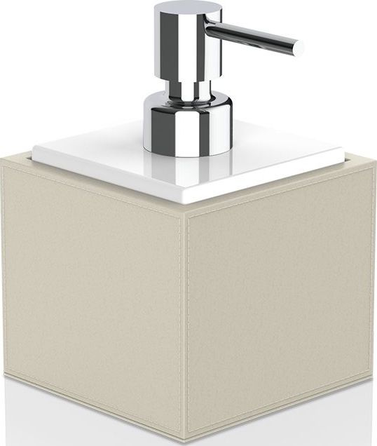 Dozownik do mydła Brownie piaskowo-biały z pompką chrom