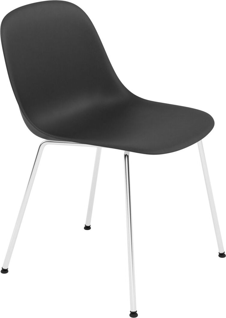 Krzesło Fiber Tube czarne na chromowanych nogach