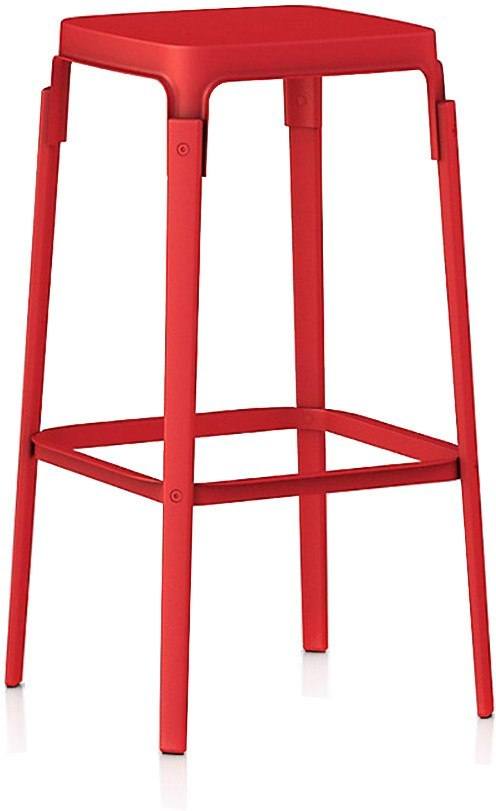 Stołek barowy Steelwood 68 cm nogi czerwone siedzisko czerwone