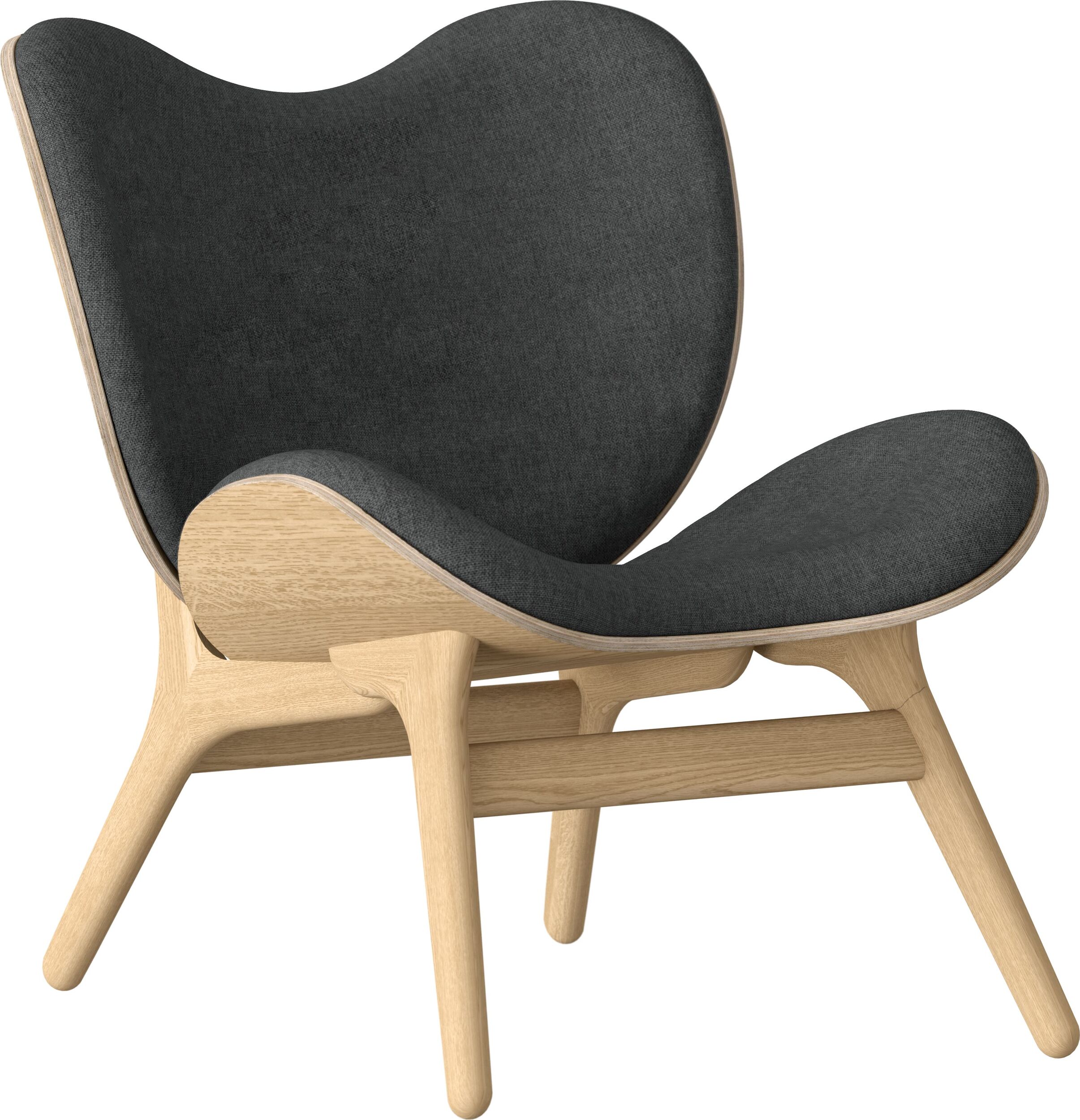 Fotel Conversation Piece ciemnoszary na dębowych nogach