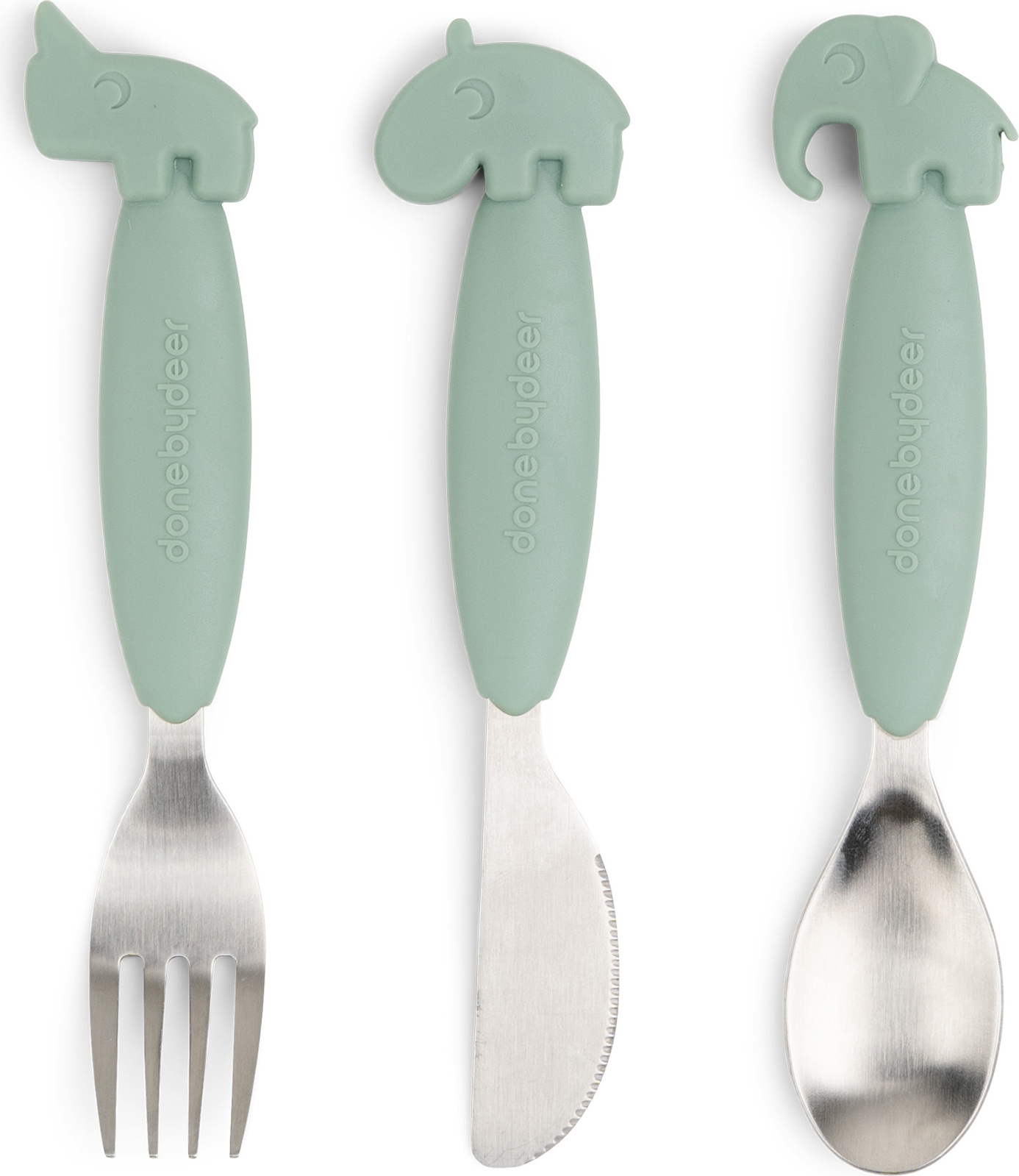 Sztućce dziecięce Easy Grip zielone 3 el.