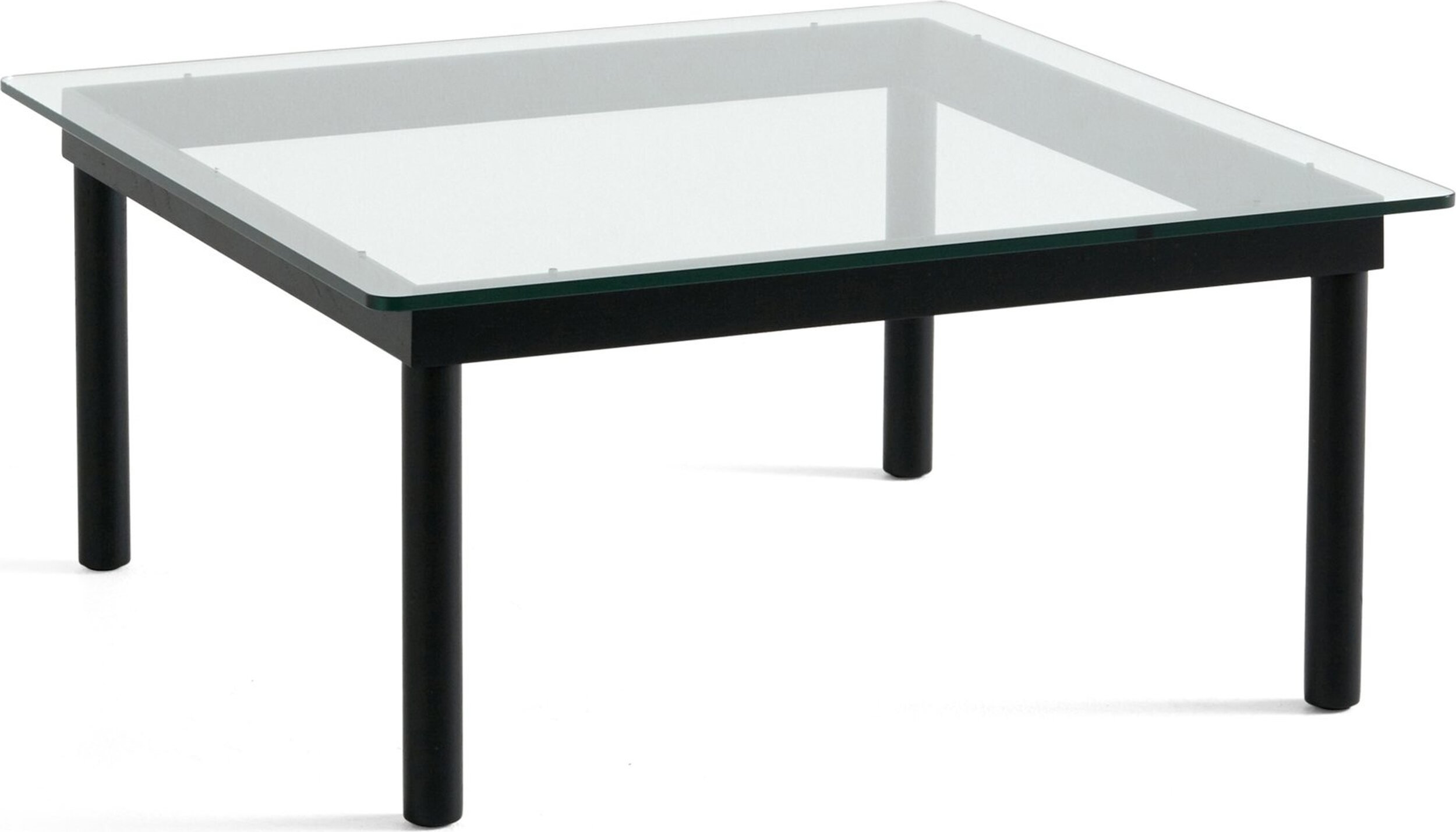 Stolik kawowy Kofi 80 x 80 cm blat szkło gładkie z nogami czarny dąb