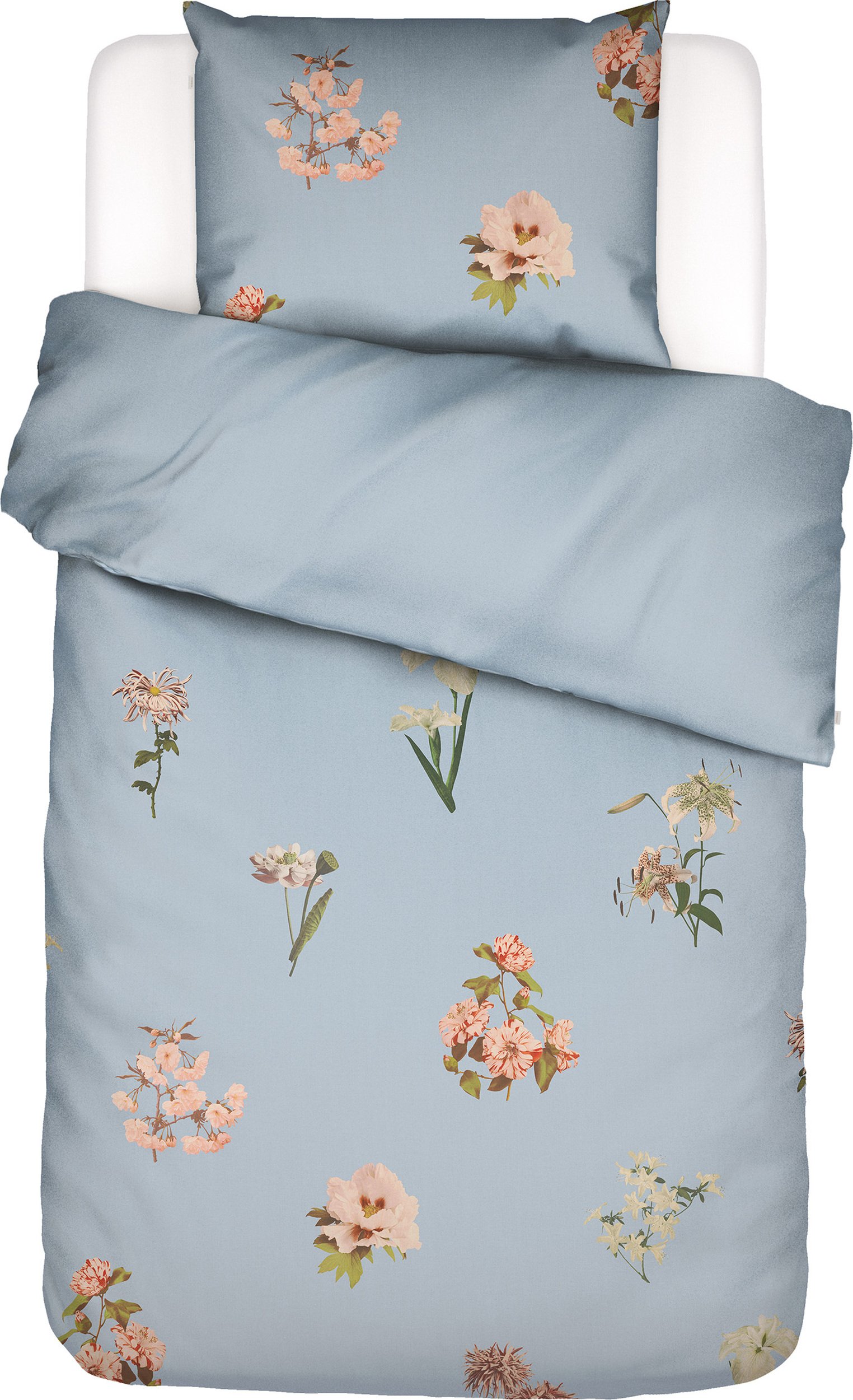 Pościel Annebella 135 x 200 cm niebieska z poszewką na poduszkę 60 x 80 cm zapięcie suwak