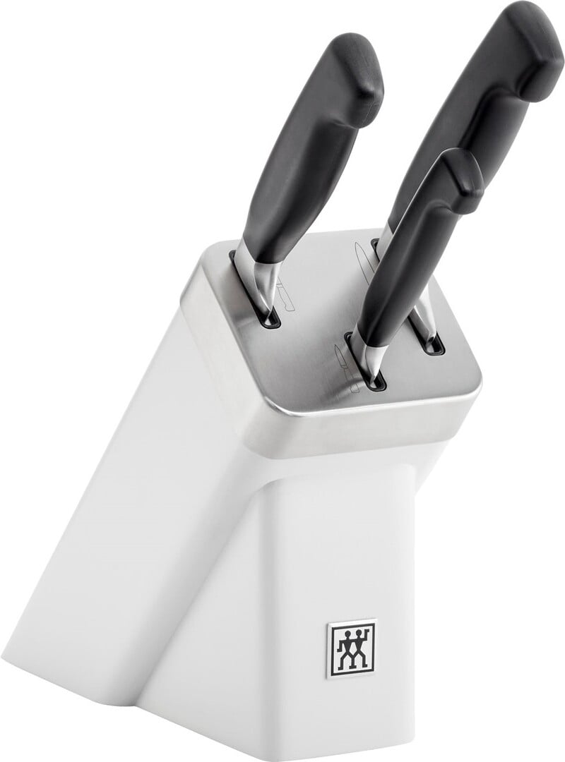 Blok samoostrzący z 3 nożami Four Star biały 4 el.