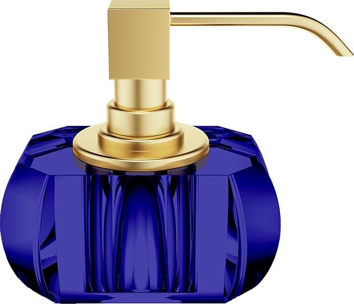 Dozownik do mydła Kristall ciemnoniebieski z pompą złoty mat