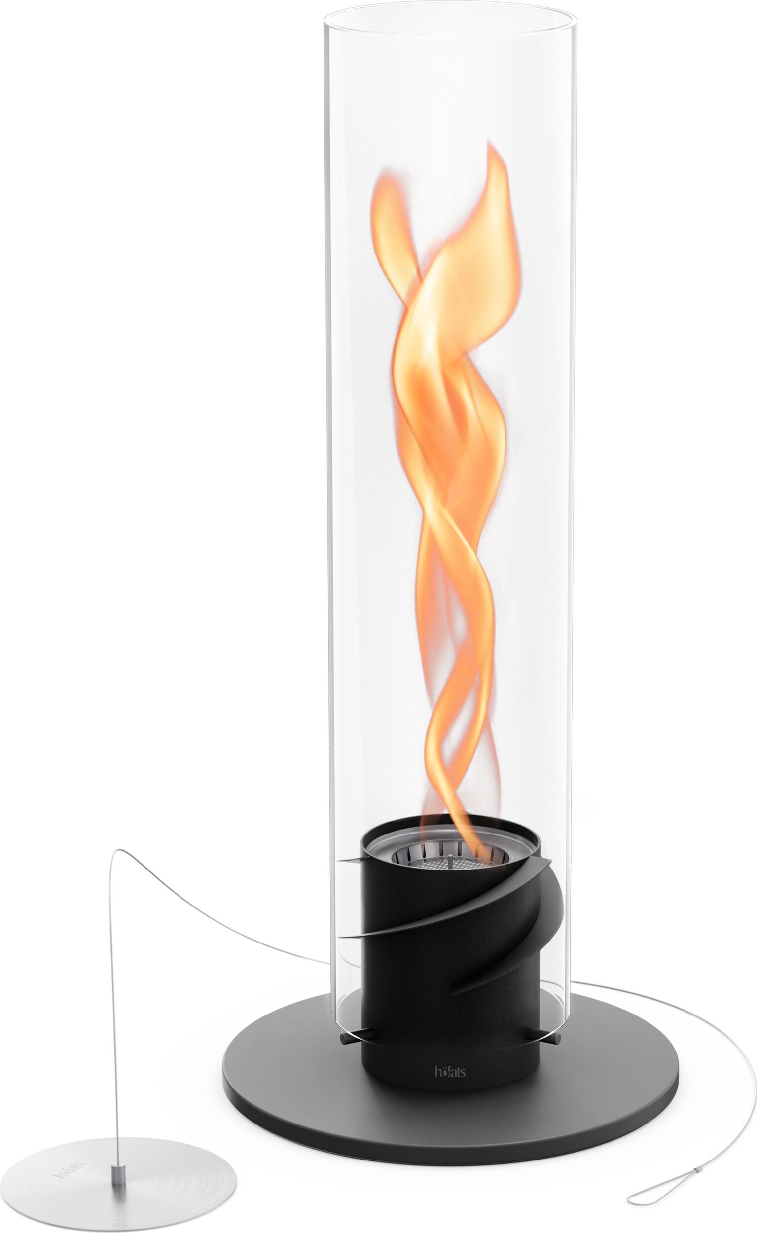 Latarnia Spin II średnia czarna z podstawą