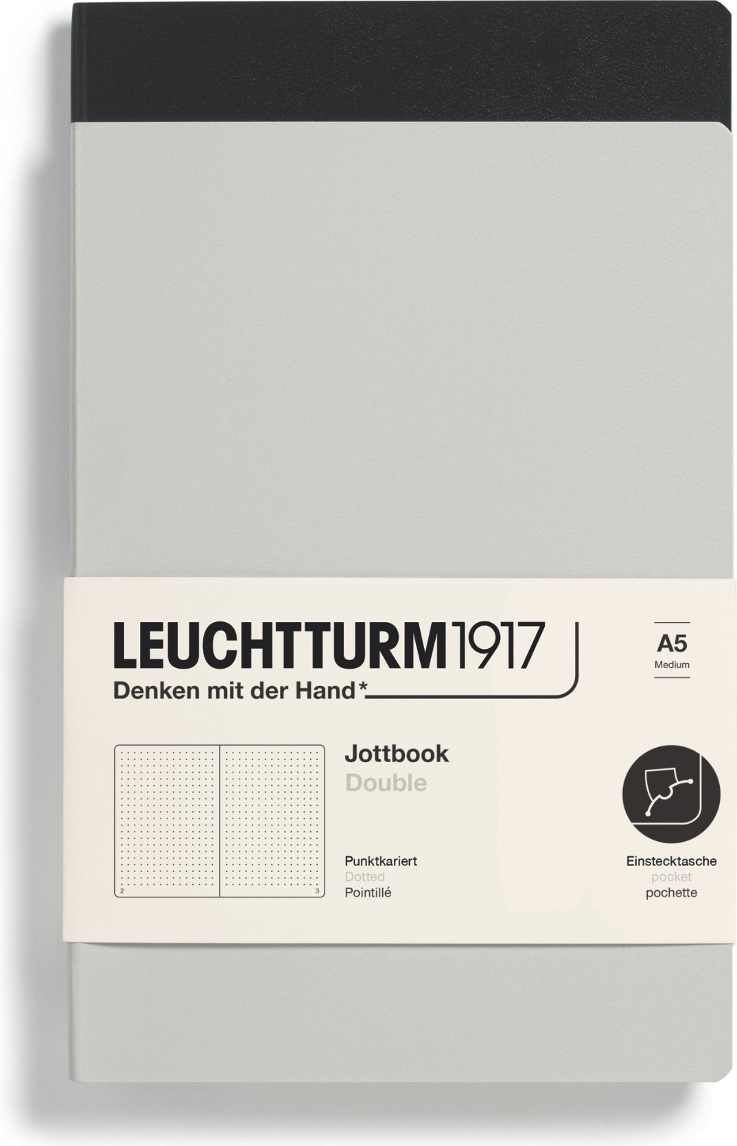 Notesy w kropki w oprawie flex Jottbook A5 czarny i szary 80 g/m² 2 szt.