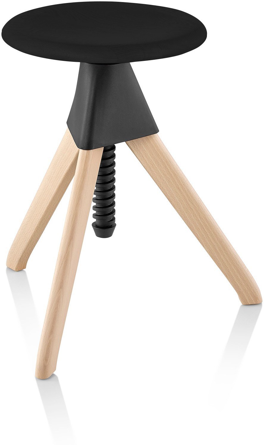 Stołek obrotowy Jerry rama naturalny buk siedzisko czarne