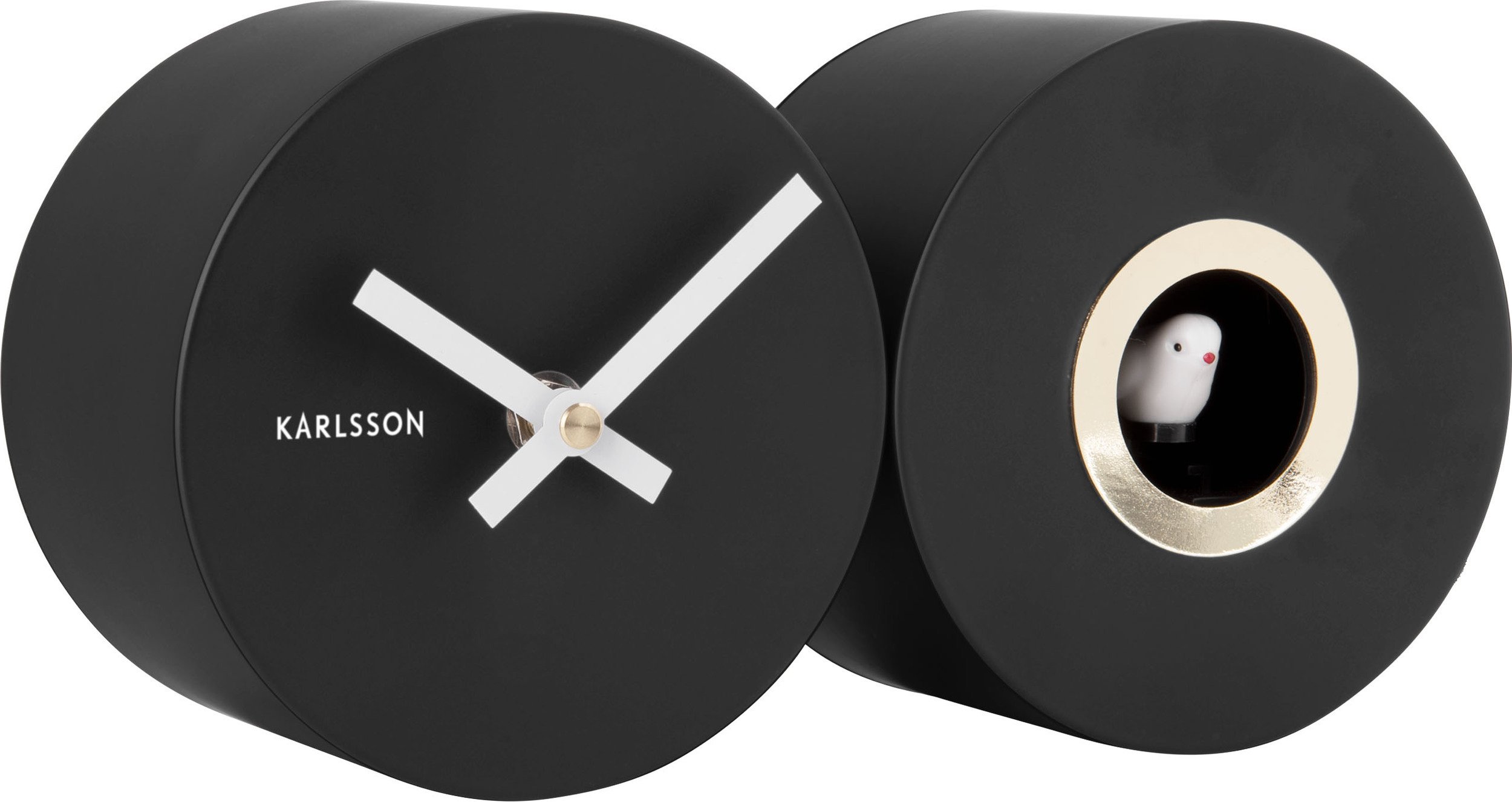 Zegar ścienny z kukułką Duo Cuckoo czarny matowy