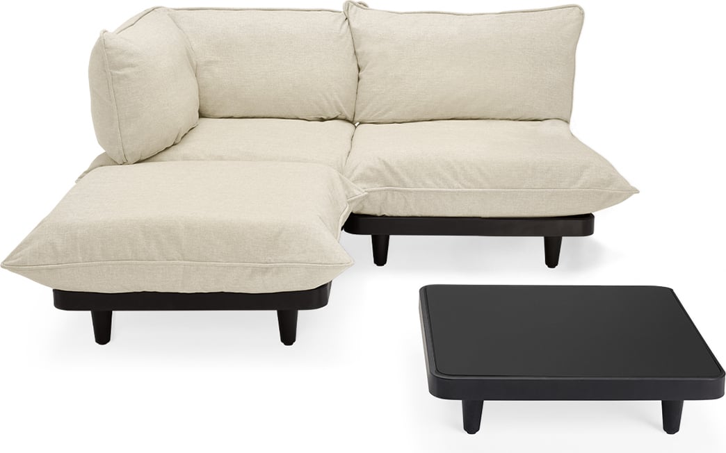 Narożnik lewostronny Paletti kremowy ze stolikiem 4 el.