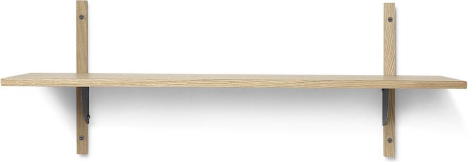 Półka Sector pojedyncza 87 cm jasny dąb z czarnym mosiężnym mocowaniem